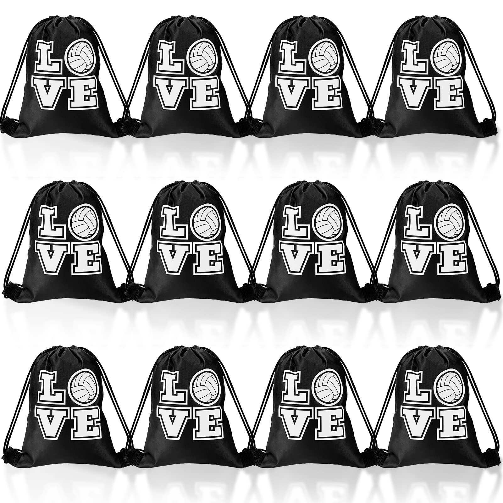 Shappy 12 Pieces Volleyball Drawstring Bags Bulk Small Sport Goodie Bags Snack Treat Backpack for Ball Birthday Party Favor Team