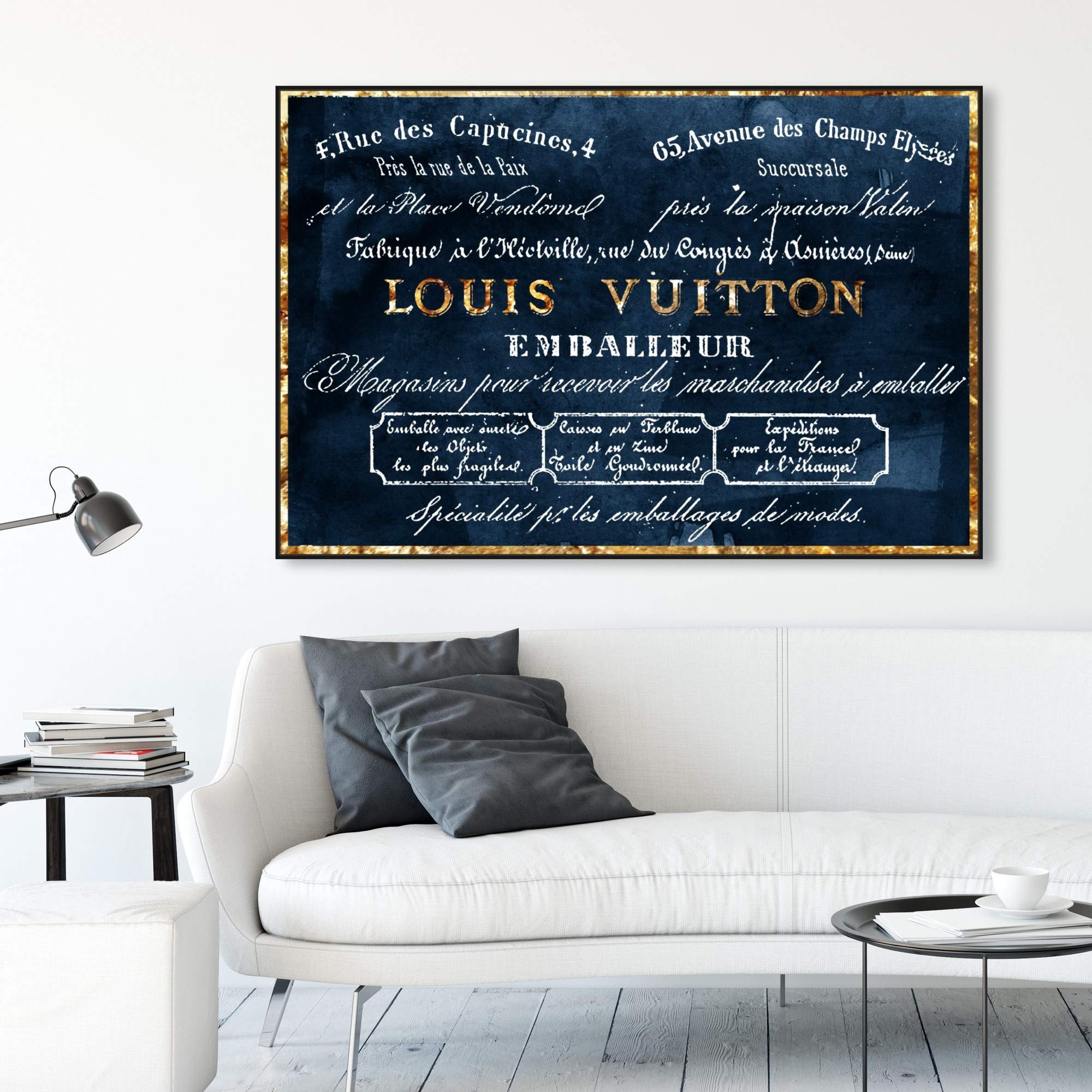 Fashion And Glam Framed Wall Art Canvas Prints 'Emballeur Navy' Road Signs