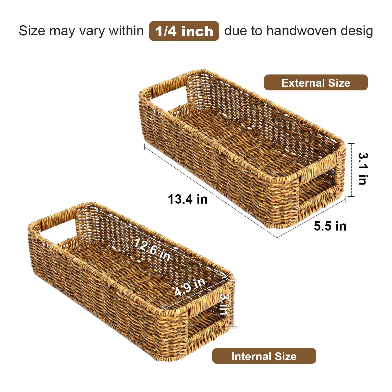 Upinfree Small Wicker Baskets, Wicker Toilet Basket Tank Topper,Toilet Paper Basket For Back Of Toilet Tank Top, 1-Pack