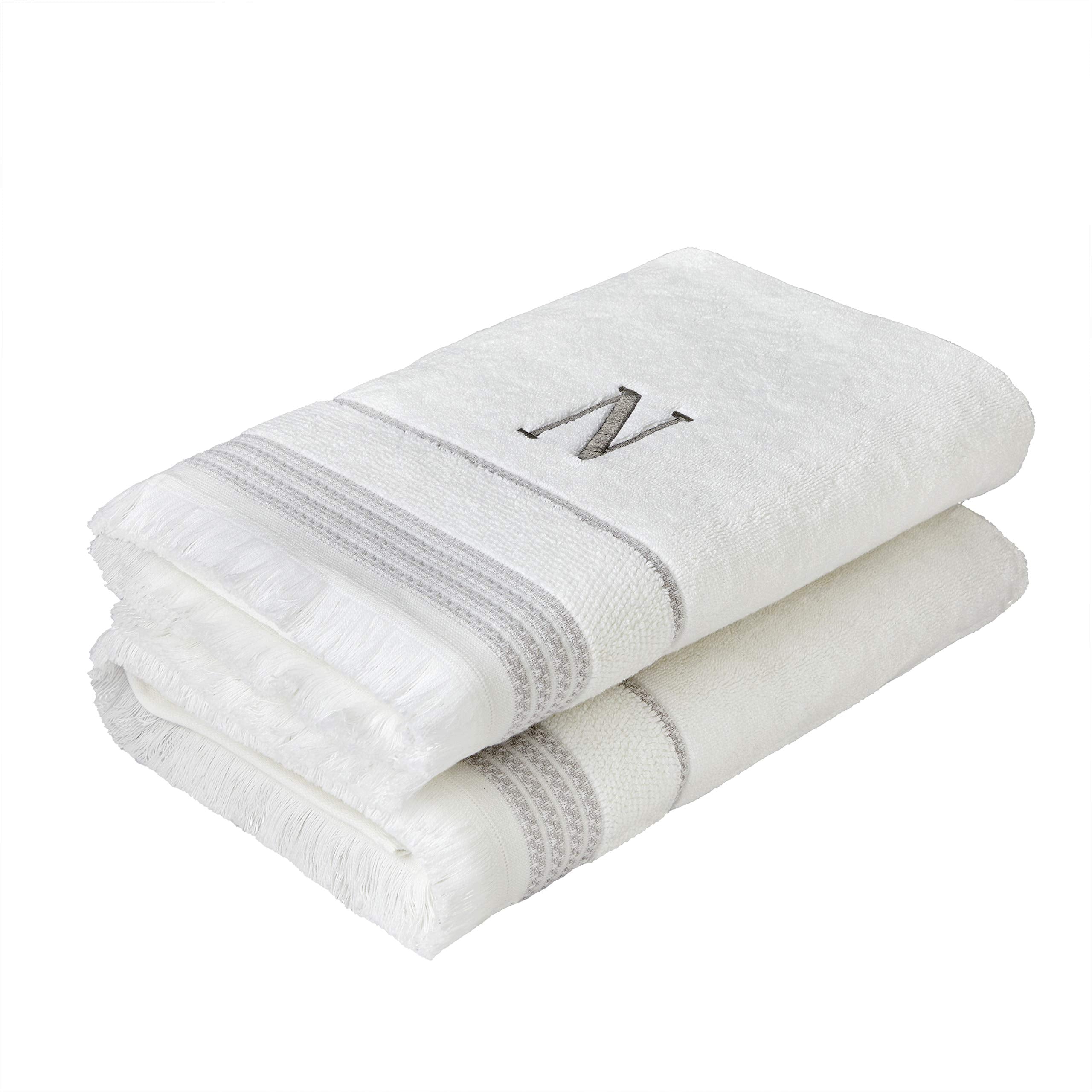 Skl Home Casual Monogram Bath Towel, N, 28X54, White