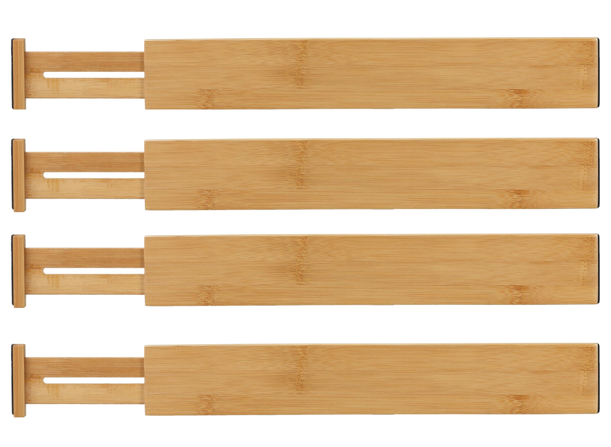 Cortesi Home Traci Natural Bamboo Spring Loaded Adjustable Drawer Dividers, Set of 4, Brown