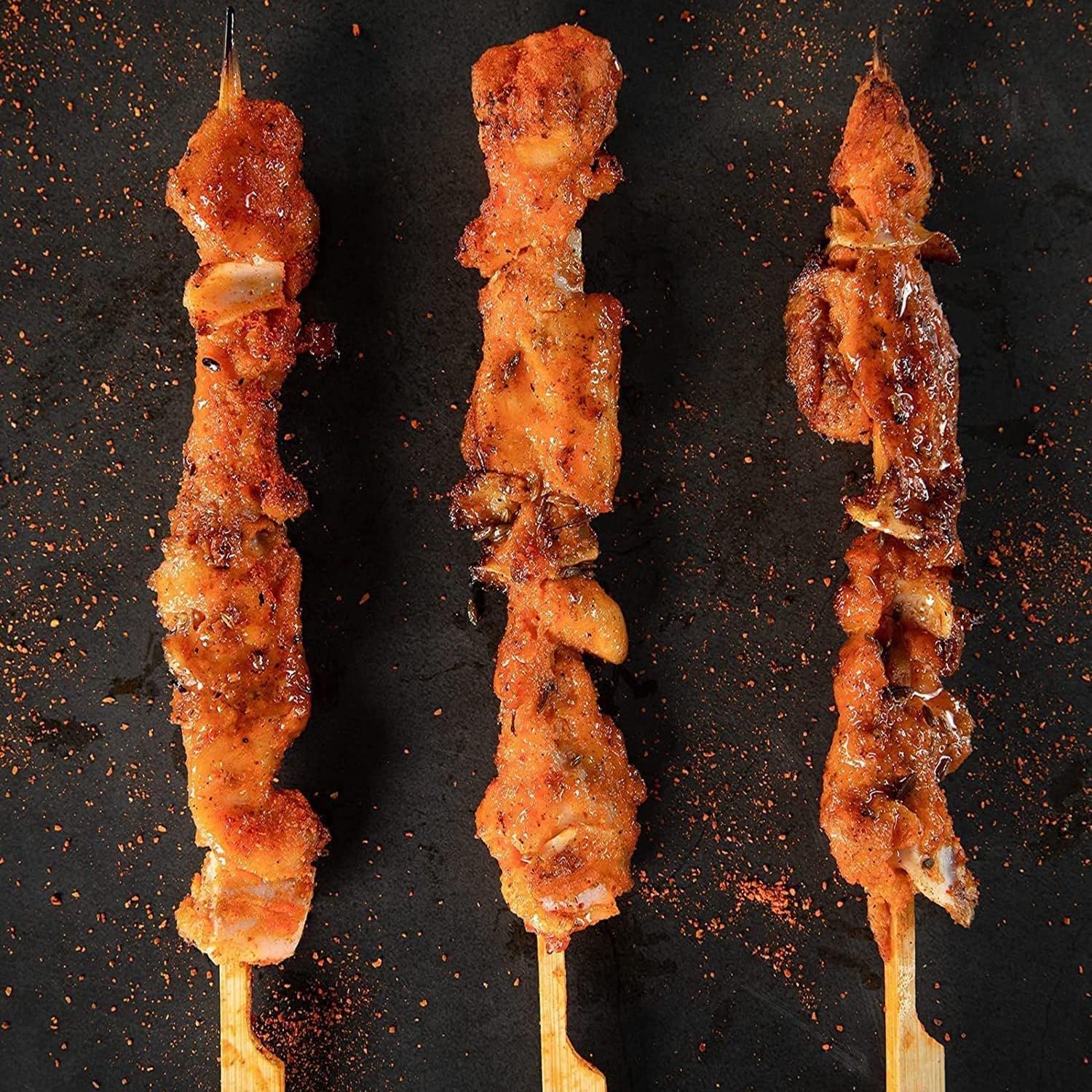 Bamboo Skewers 10 Inch For Bbq Kebab Sticks -Flat Handle Meat Krift Sticks For Grilling -Long Wooden Skewers For Food (100 Pack-