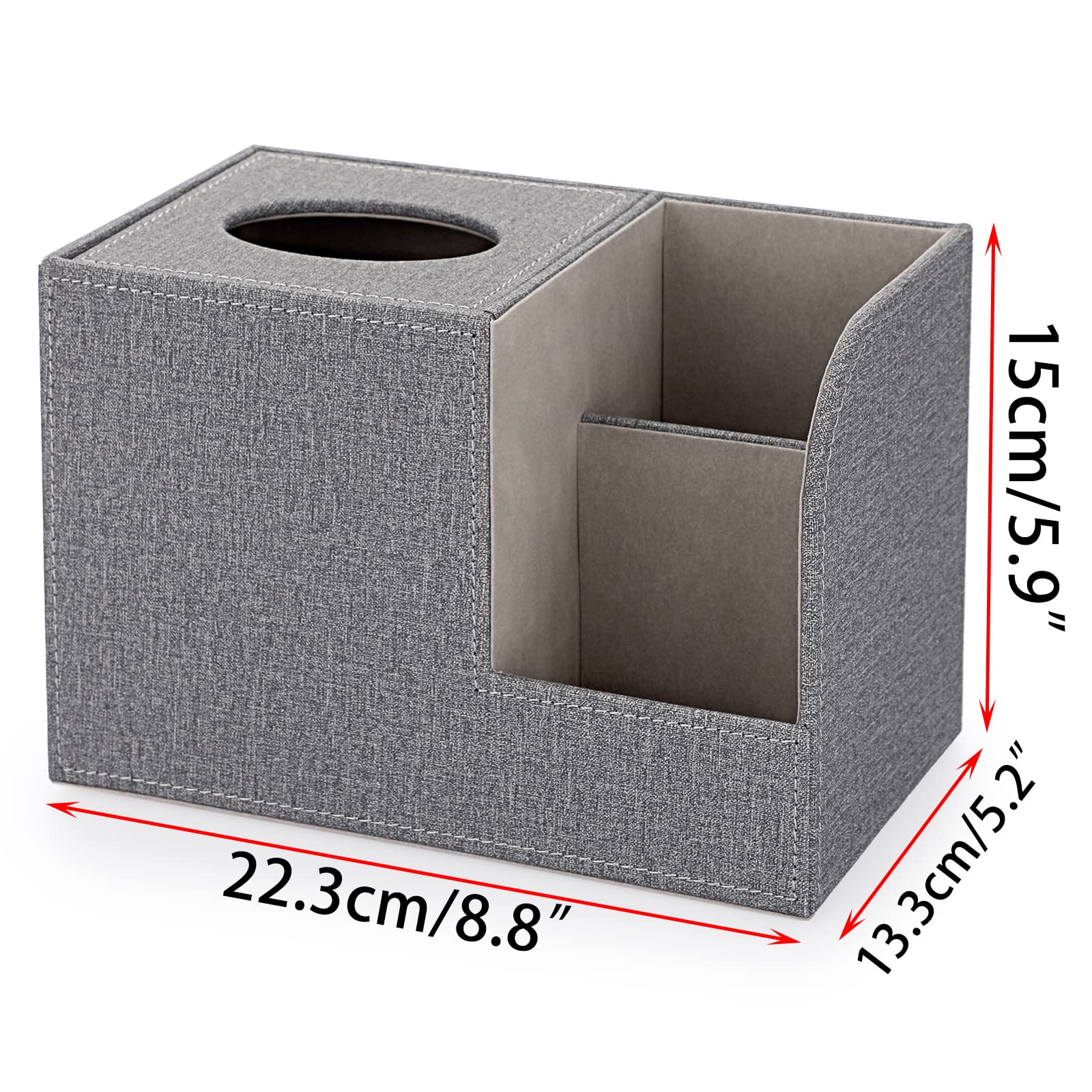 Sumnacon Square Linen Tissue Box Cover - Decorative Cube Tissue Box Holder With Side Organizer, Modern Tissue Box For Living Roo