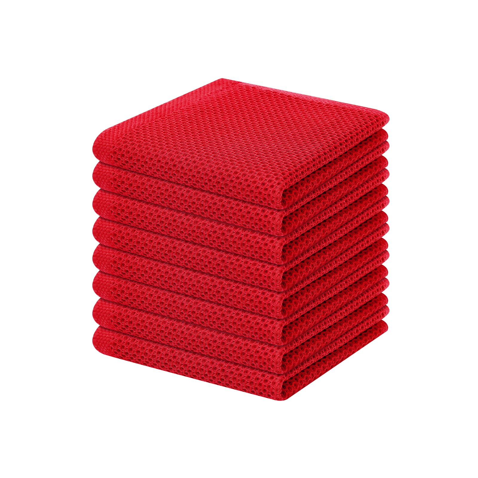 Homaxy 100% Cotton Waffle Weave Kitchen Dish Cloths, Ultra Soft Absorbent Quick Drying Dish Towels, 12 x 12 Inches, 8-Pack, Red