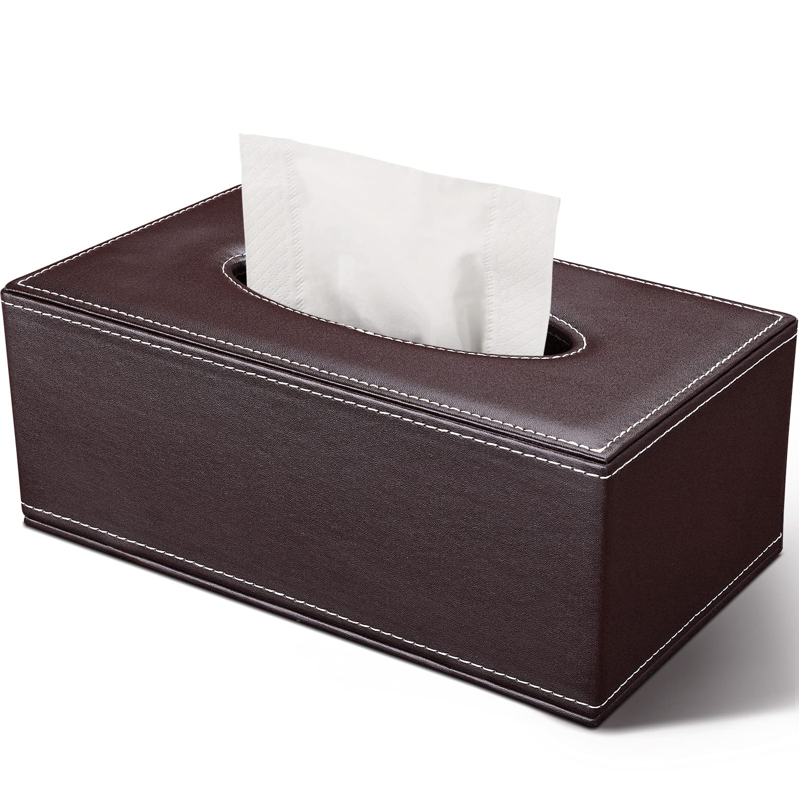 Tissue Box Cover Rectangle, Pu Leather Tissue Box Holder Rectangular, Kleenex Box Covers For Home/Office/Car Decoration 9.84''X5