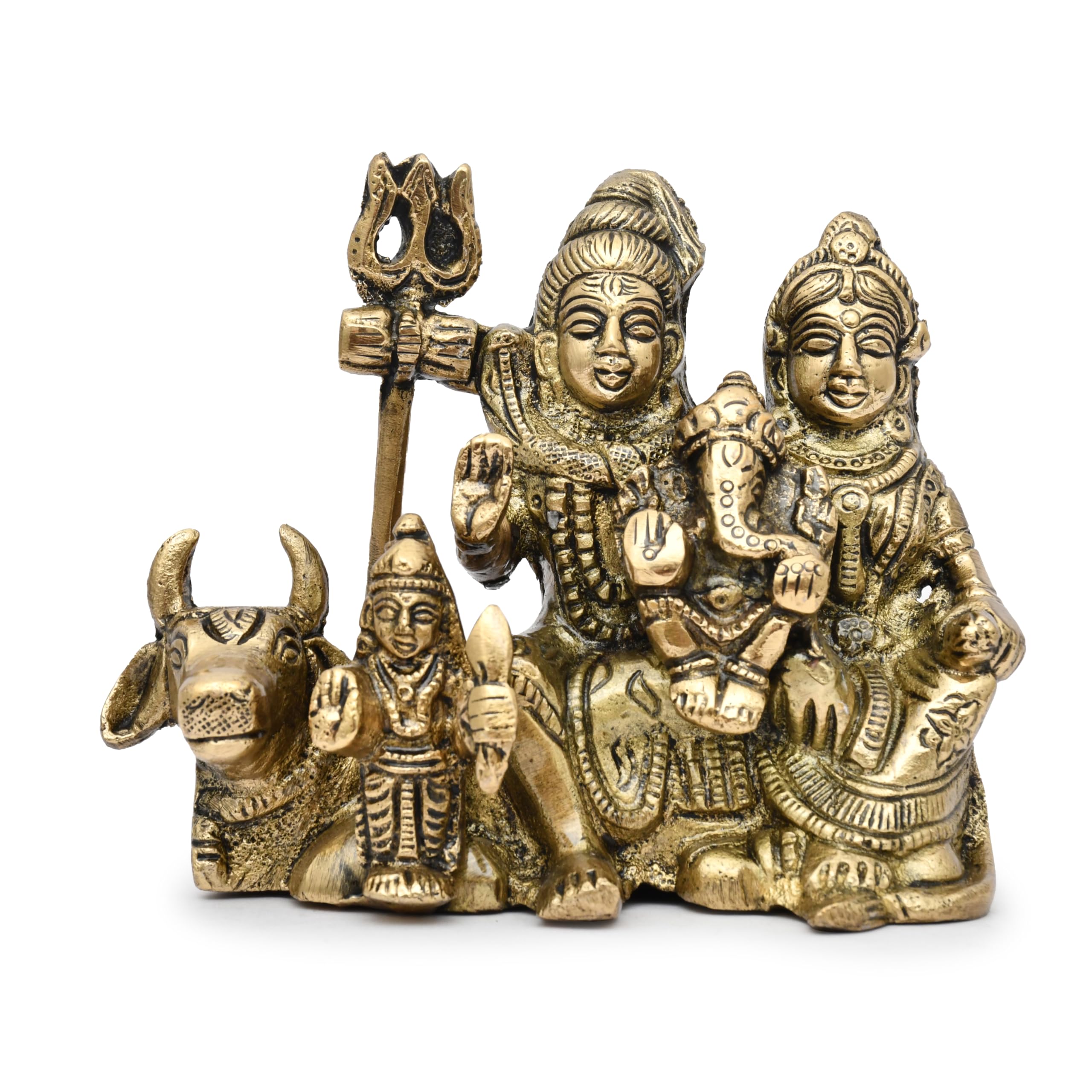 Aargkraft Brass Shiva Pariwar - Shiva Family | Shiva Bholenath Shankar Parvati Ganesh Ganesha Nandi Family Shiv Parivar Murti Sh
