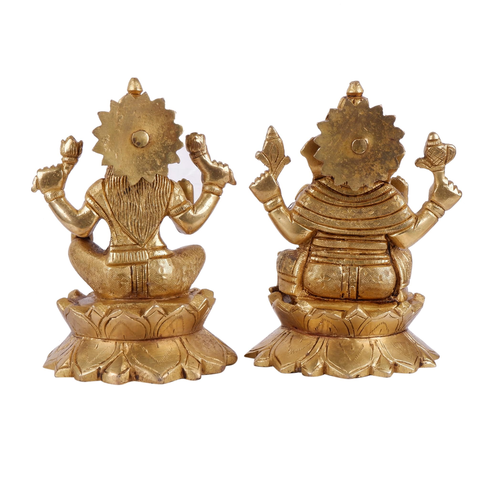 Shoppingrox Lakshmi Ganesh Set 14 Cm Religious Idol & Figurine Brass Metal Yellow Colour