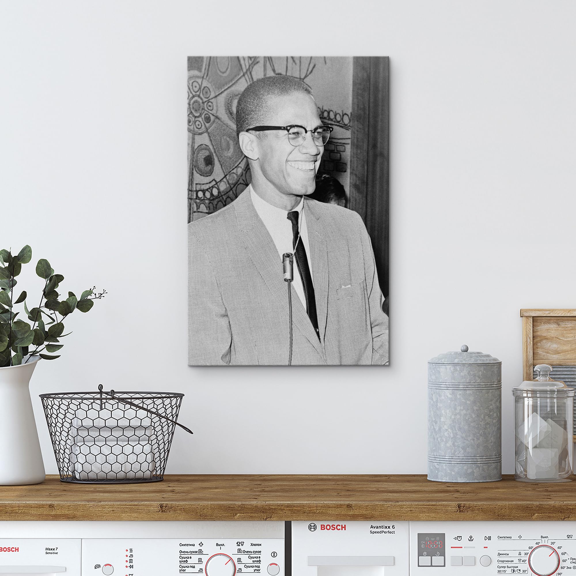 Wall26 Canvas Print Wall Art African American Civil Rights Black & White Malcolm X Historic Classic Photography Realism Traditio