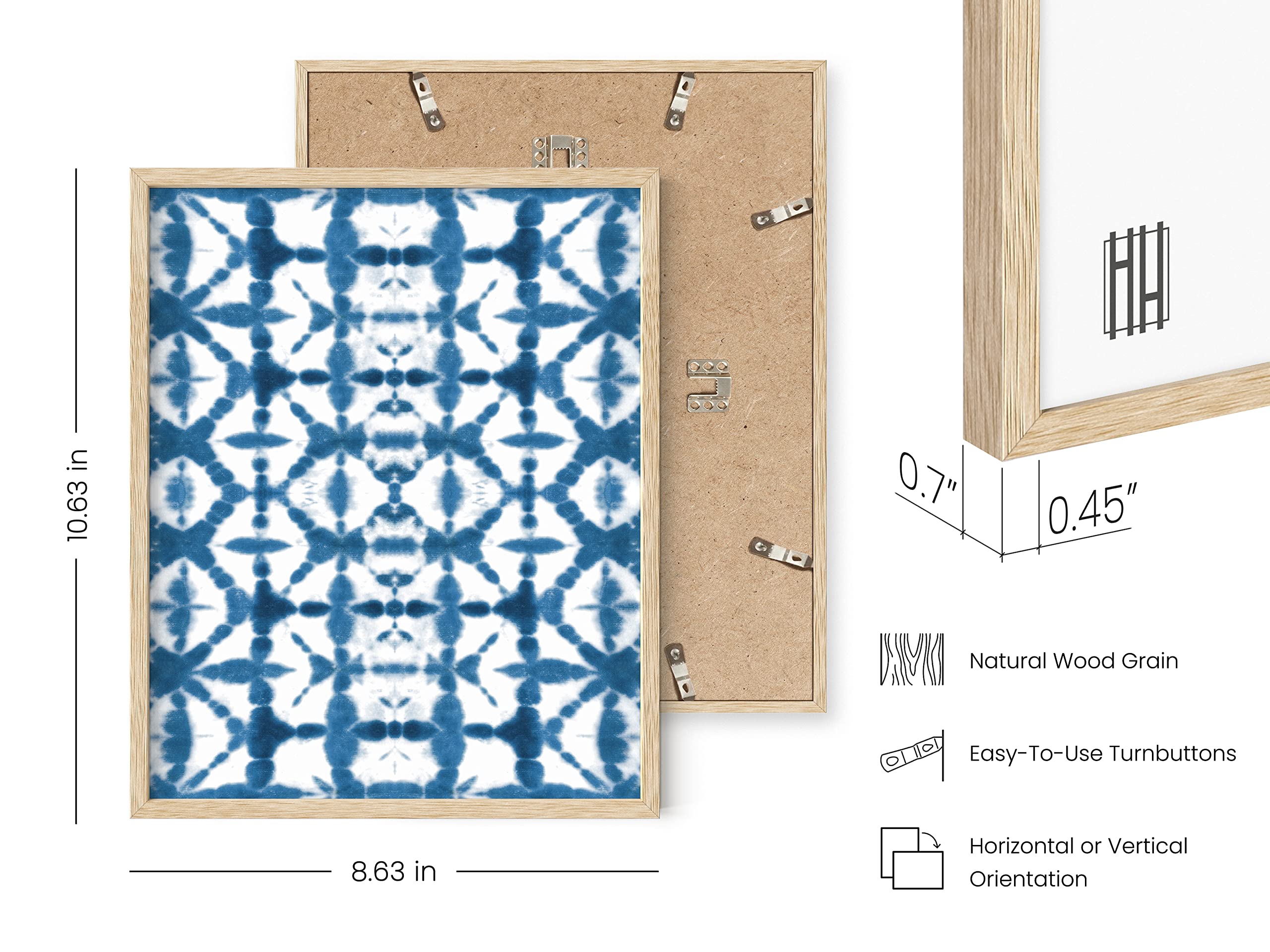 HAUS AND HUES Blue Abstract Wall Art - Set of 4 Blue Wall Art  Blue Posters for Room Aesthetic  Blue and White Wall Art  Navy Blue Wall Decor  Tie Die Blue Abstract Art Print (Framed Beige  8x10)