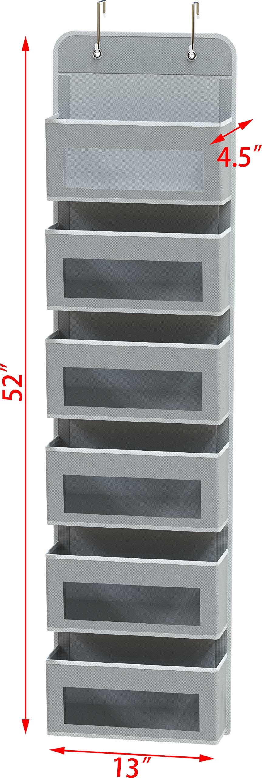 Simple Houseware Over Door/Wall Mount 6 Clear Window Pocket Organizer, Gray