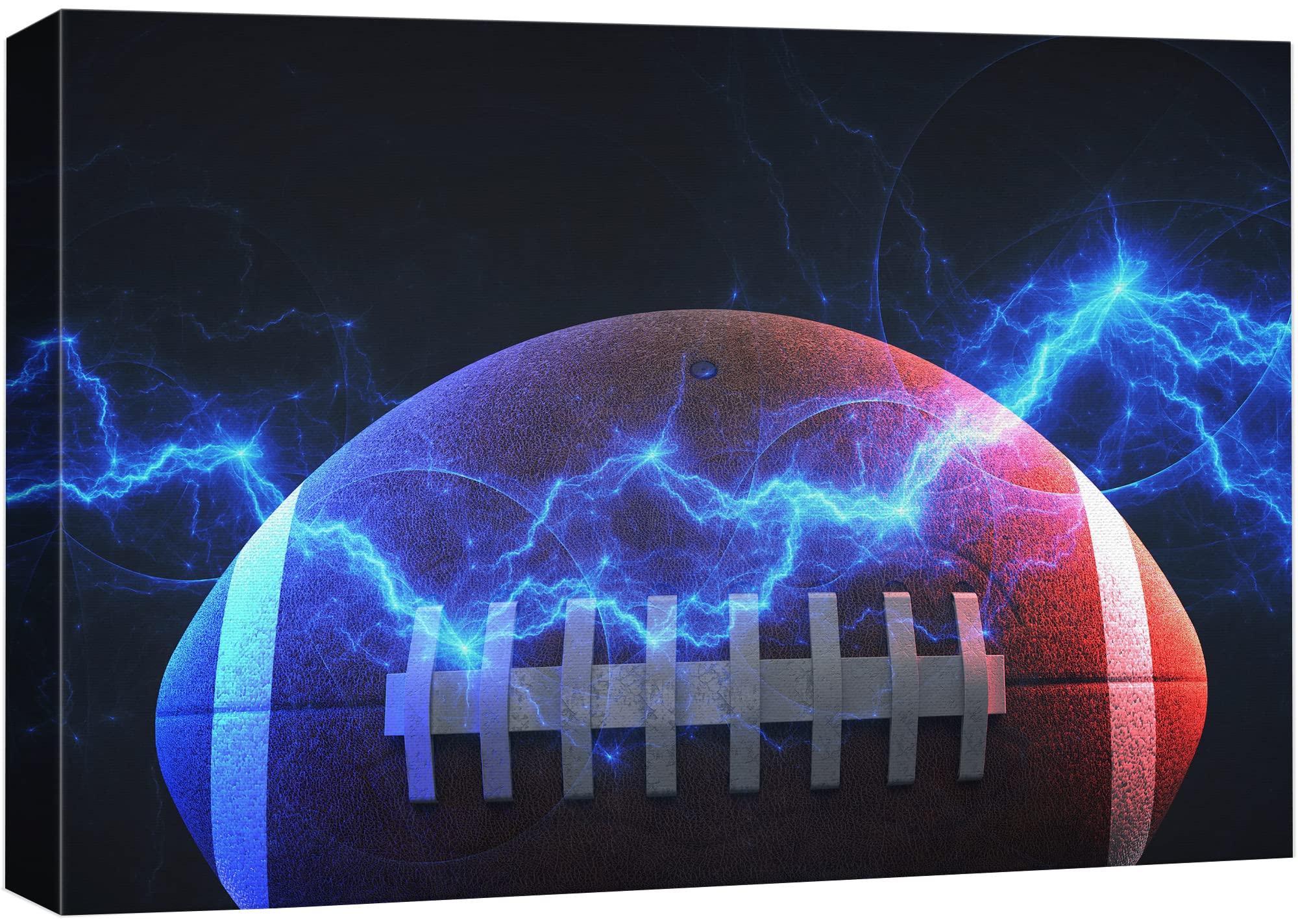 Wall26 Canvas Print Wall Art Blue Colorful Electricity Lightning Football Boys Room Decor Sports Fitness Photography Realism Dec