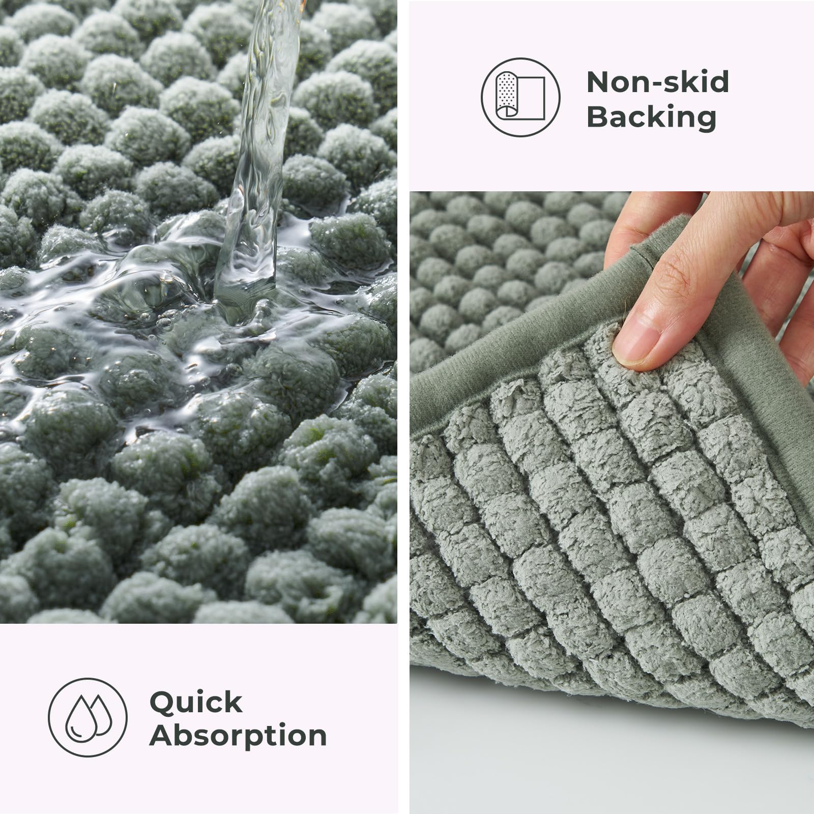 Freshmint Thick Chunky Chenille Bathroom Rugs 20''X32'', Non Slip Bath Mat For Bathroom Floor, Soft Bathroom Decor Accessories,