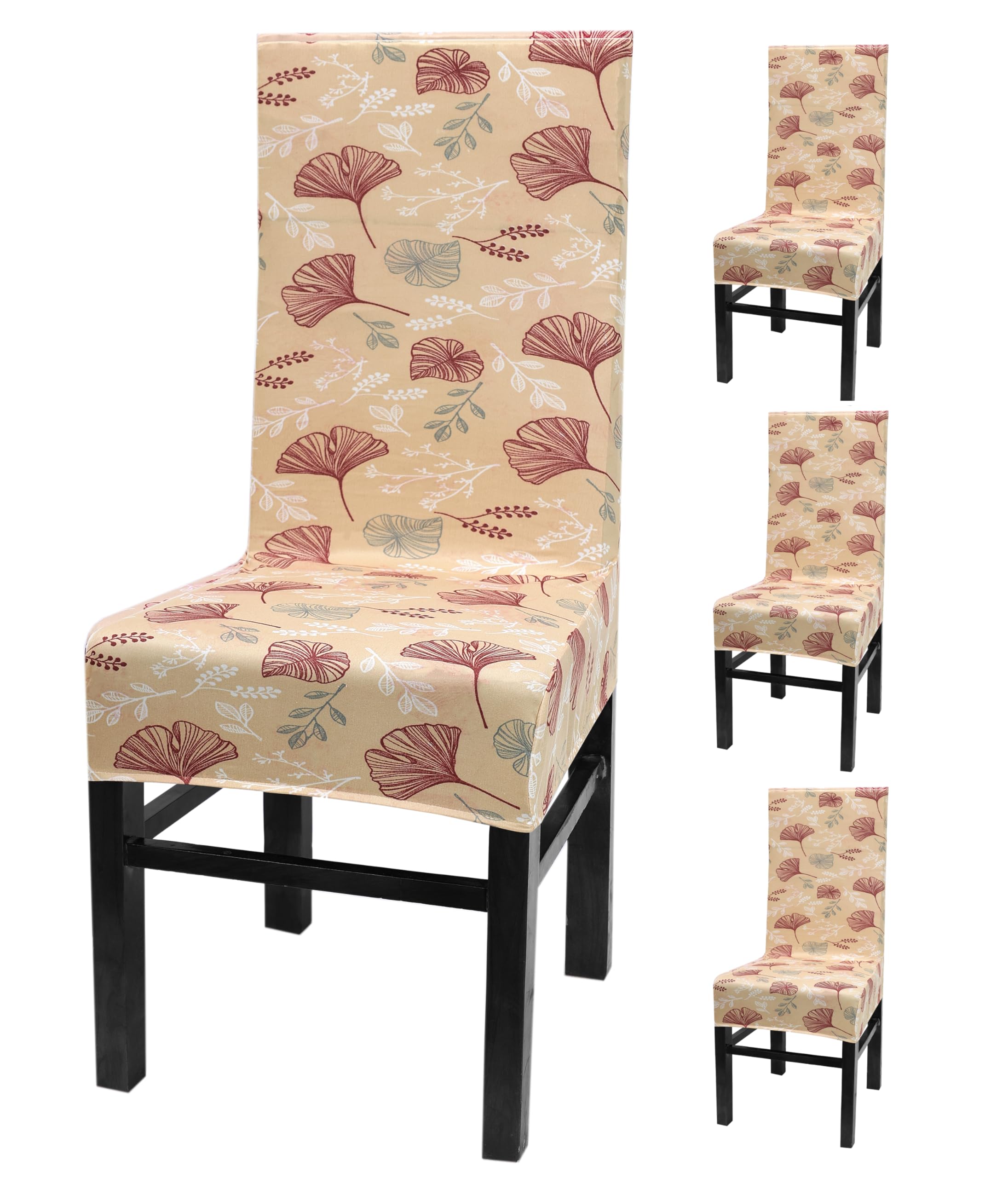 Yellow Weaves Elastic Stretchable Dining Chair Cover, Removable Washable Elastic Floral Printed Dining Chair Covers (Set Of 4, L