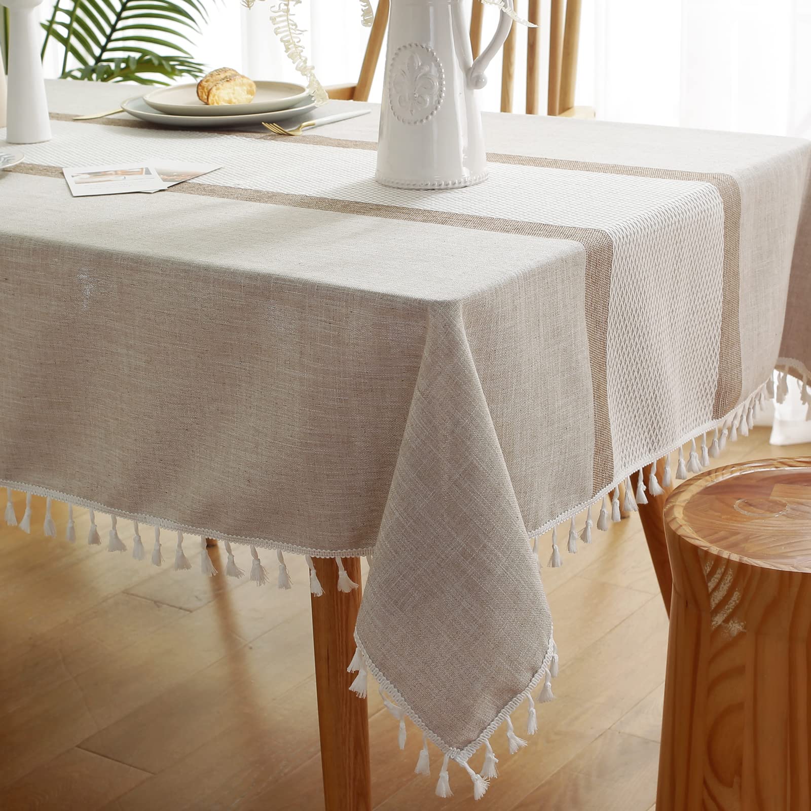 Deep Dream Tablecloth, Embroidered Table Cloth Cotton Linen Wrinkle Free Tablecloths Washable Dust-Proof Table Cover For Kitchen