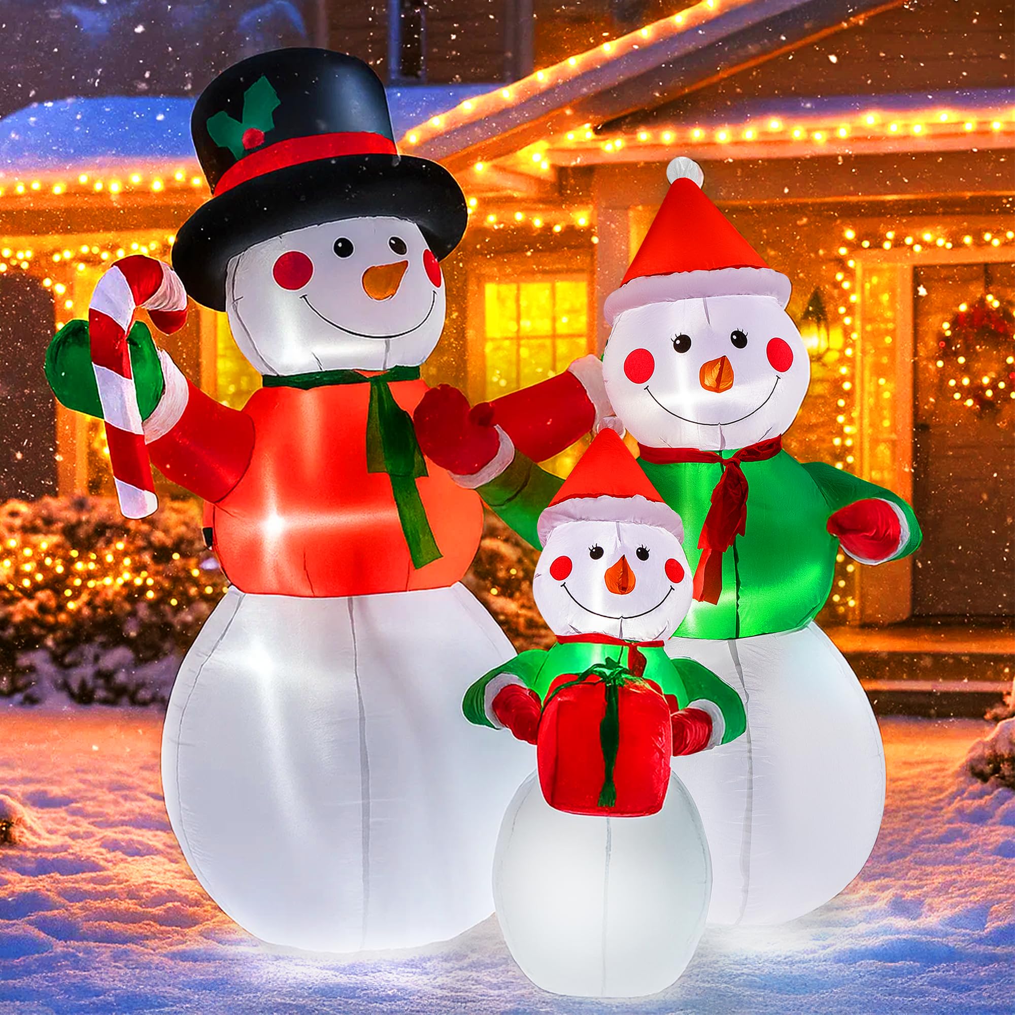 VIVOHOME 6FT Christmas Inflatable Outdoor Decoration, Snowman Family, Navidad Blow Up Yard Decor with Built-in LED Light for Law