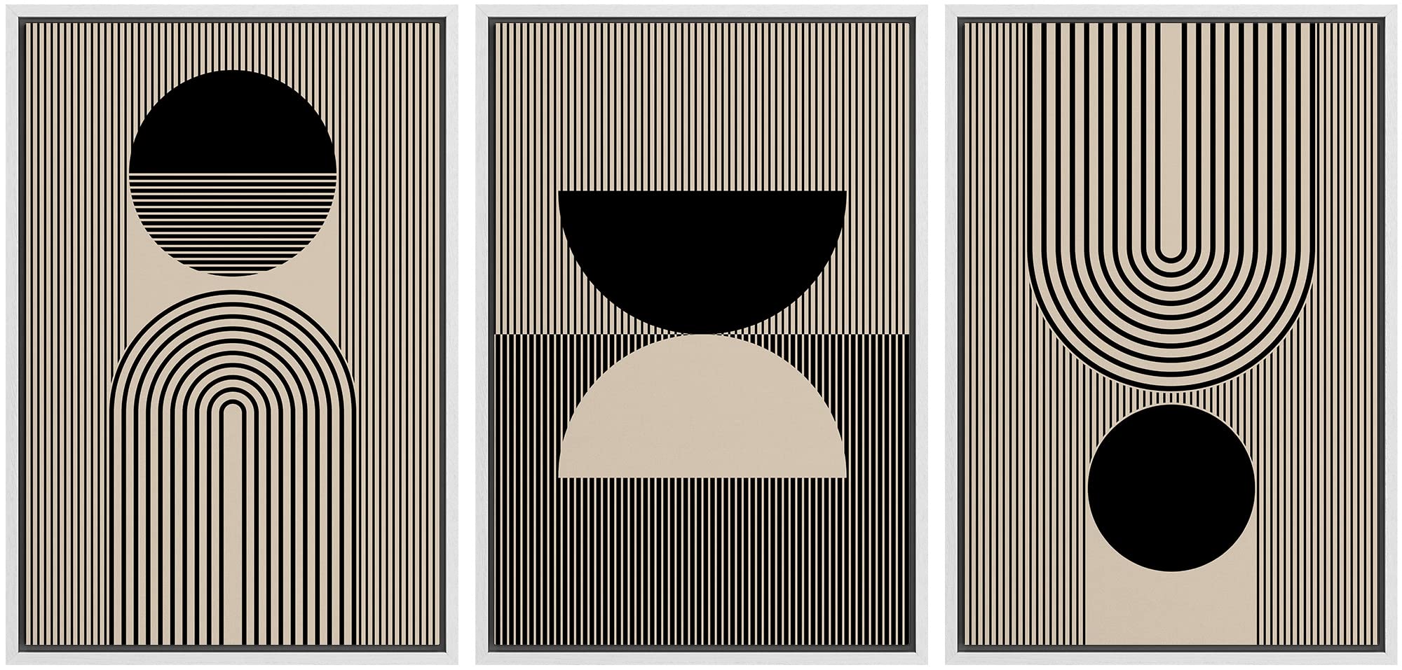 Signford Framed Canvas Print Wall Art Set Geometric Art Deco Polygon Collage Abstract Shapes Illustrations Modern Art Bohemian N