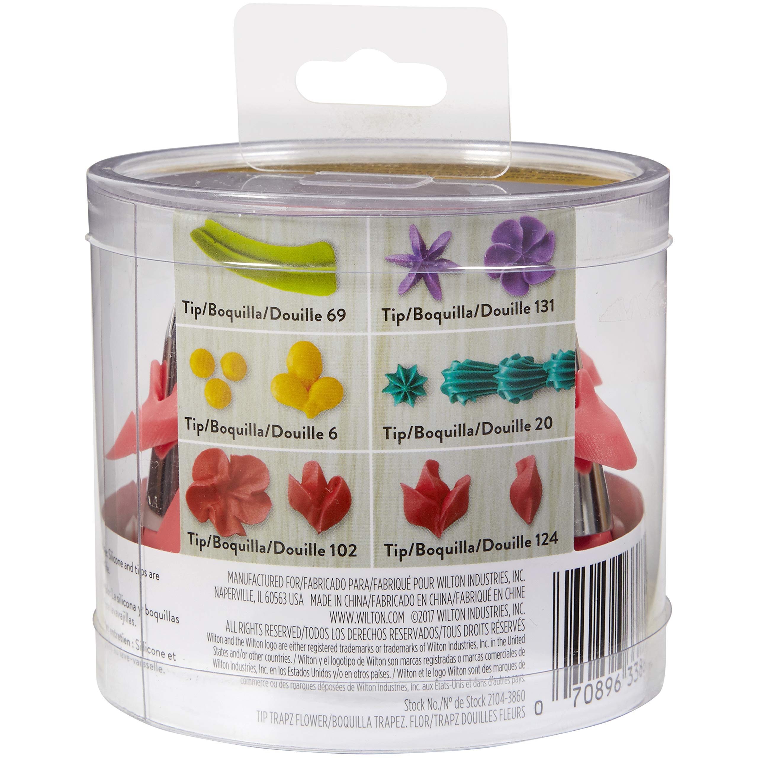 Wilton Flower Piping Tip Set With Silicone Stand, Pink, 7 Pieces