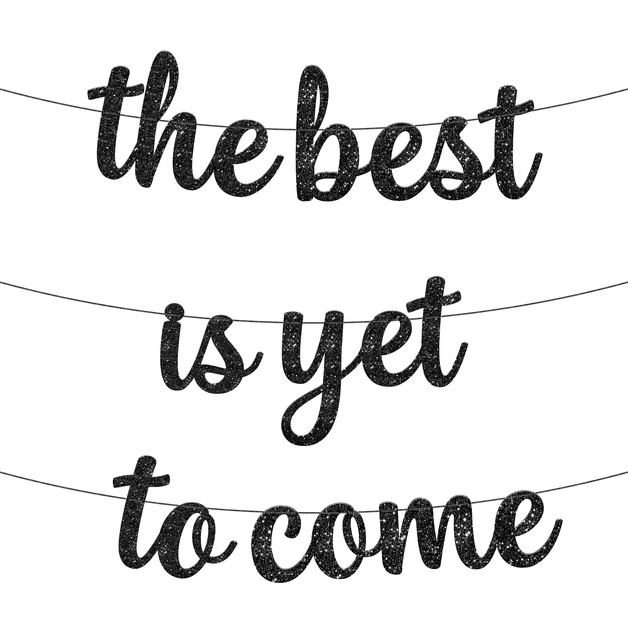 Katchon, Glitter The Best Is Yet To Come Banner - 10 Feet, No Diy | Black Congratulations Banners, Graduation Decorations Class