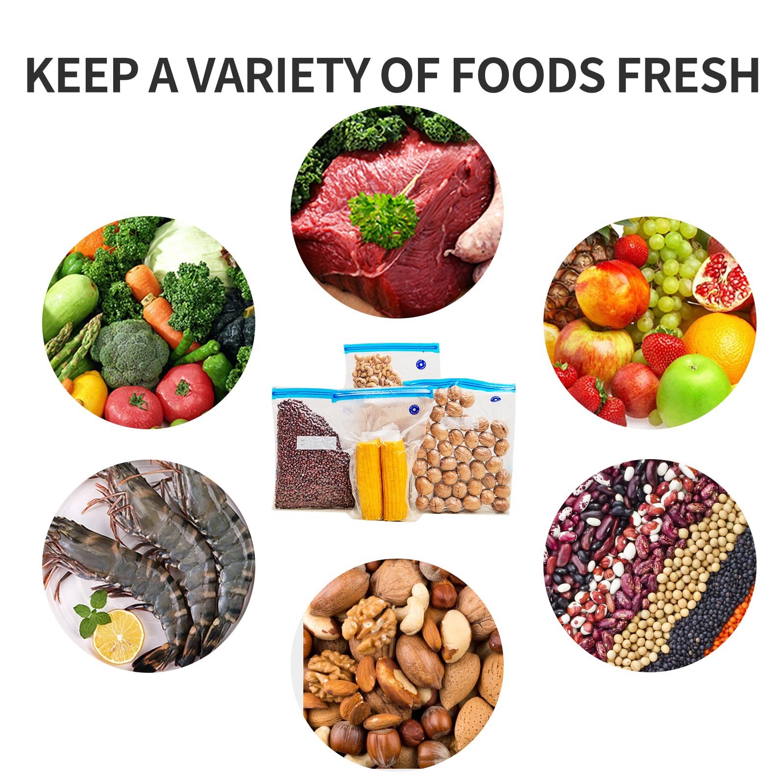 Reusable Sous Vide Bags, 40 Pcs 3 Sizes (25 Pcs 8.5''X8'', 10 Pcs 11''X 10'' And 5 Pcs 13.5''X 10'') Vacuum Sealer Zipper Bags F