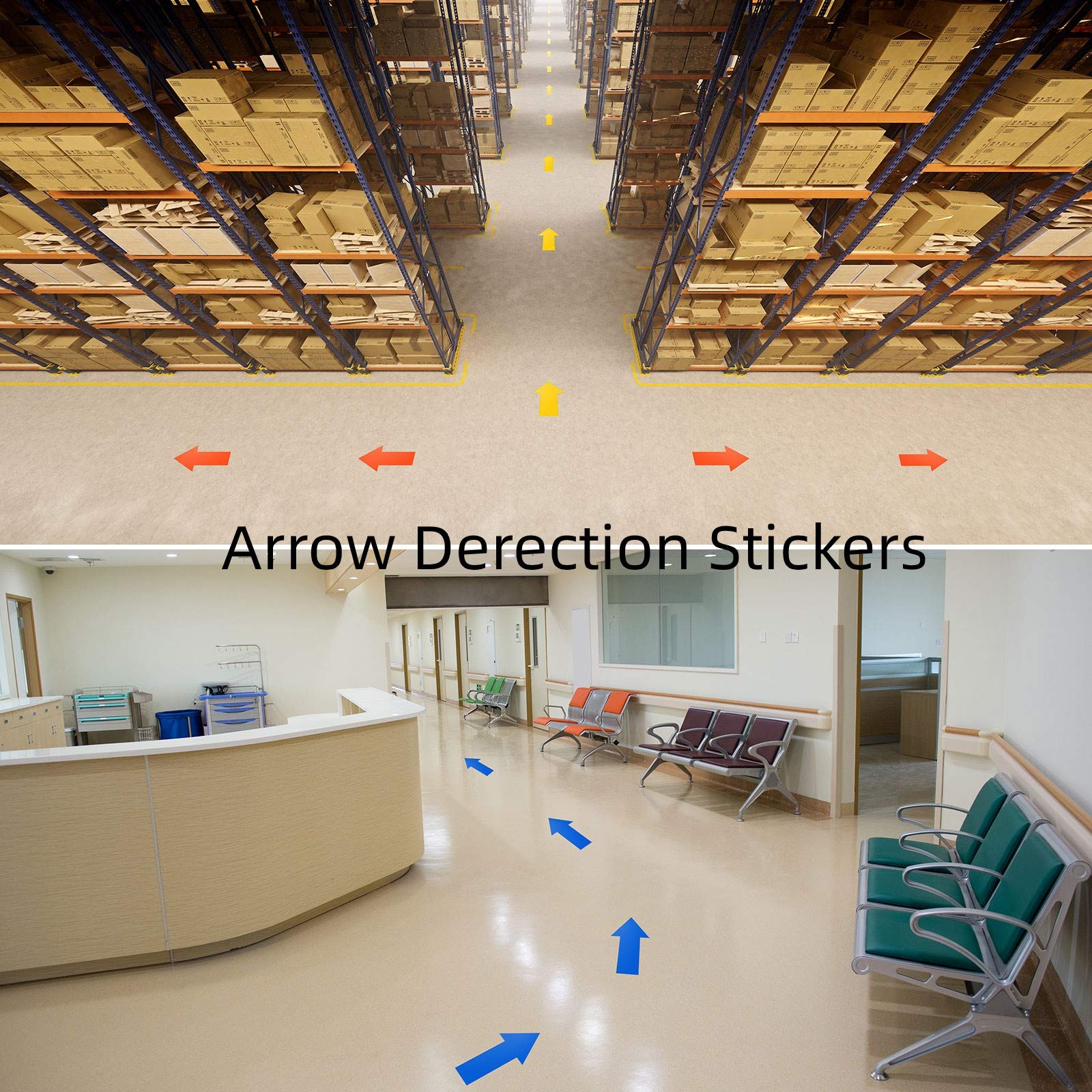 40 Pieces 8 Inch Arrow Sticker, Directional Arrow Sign Removable Adhesive Arrow Floor Decal Waterproof Arrow Marking Arrows Safe