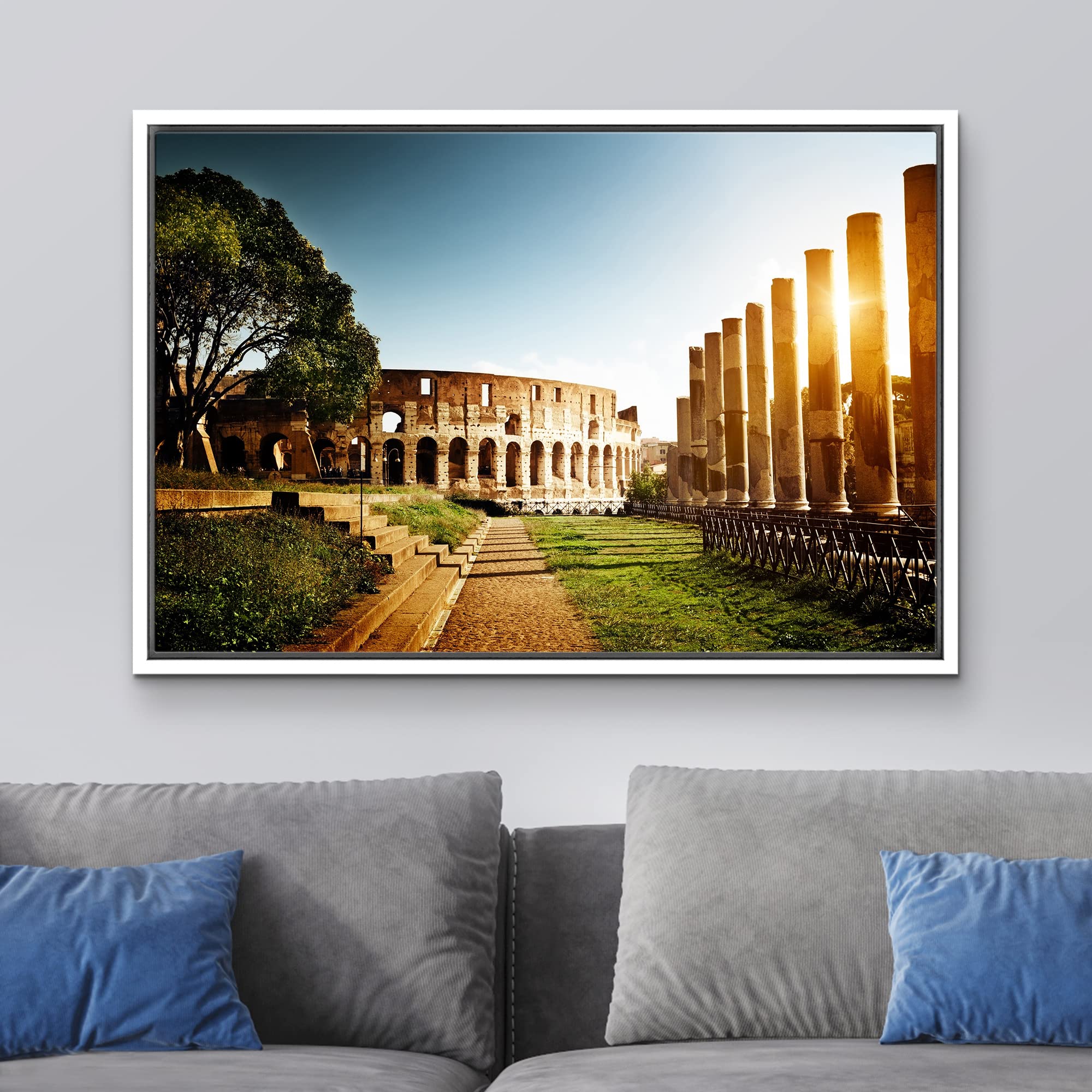 Wall26 Framed Canvas Prints Wall Art - Colosseum In Rome, Italy - 24''X36'' White