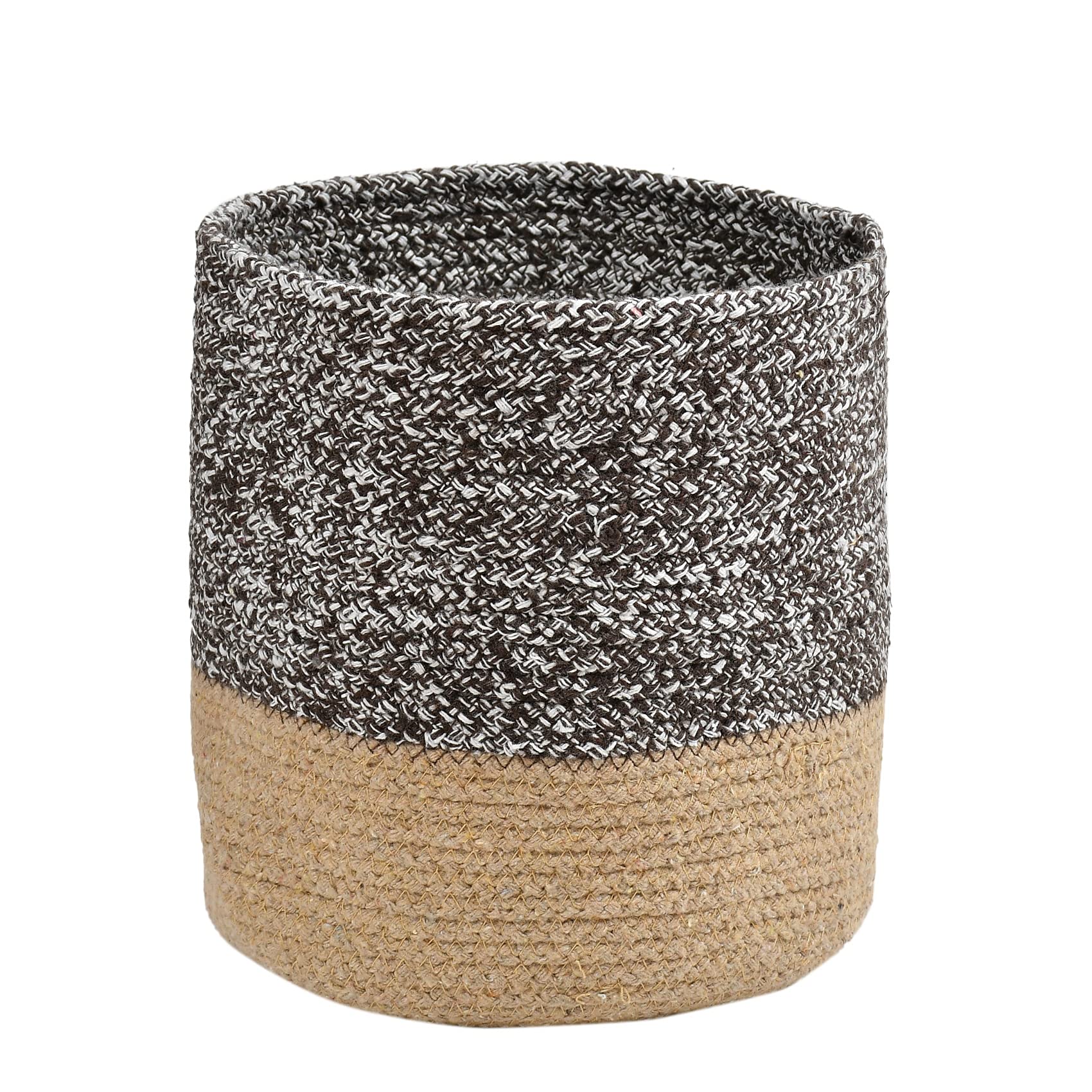 Lavichitra Braided Cotton Baskets | Storage Bins Organizer | Laundry, Toys & Planter Basket- Set Of 3 (6,8,10 Inch), Coffee