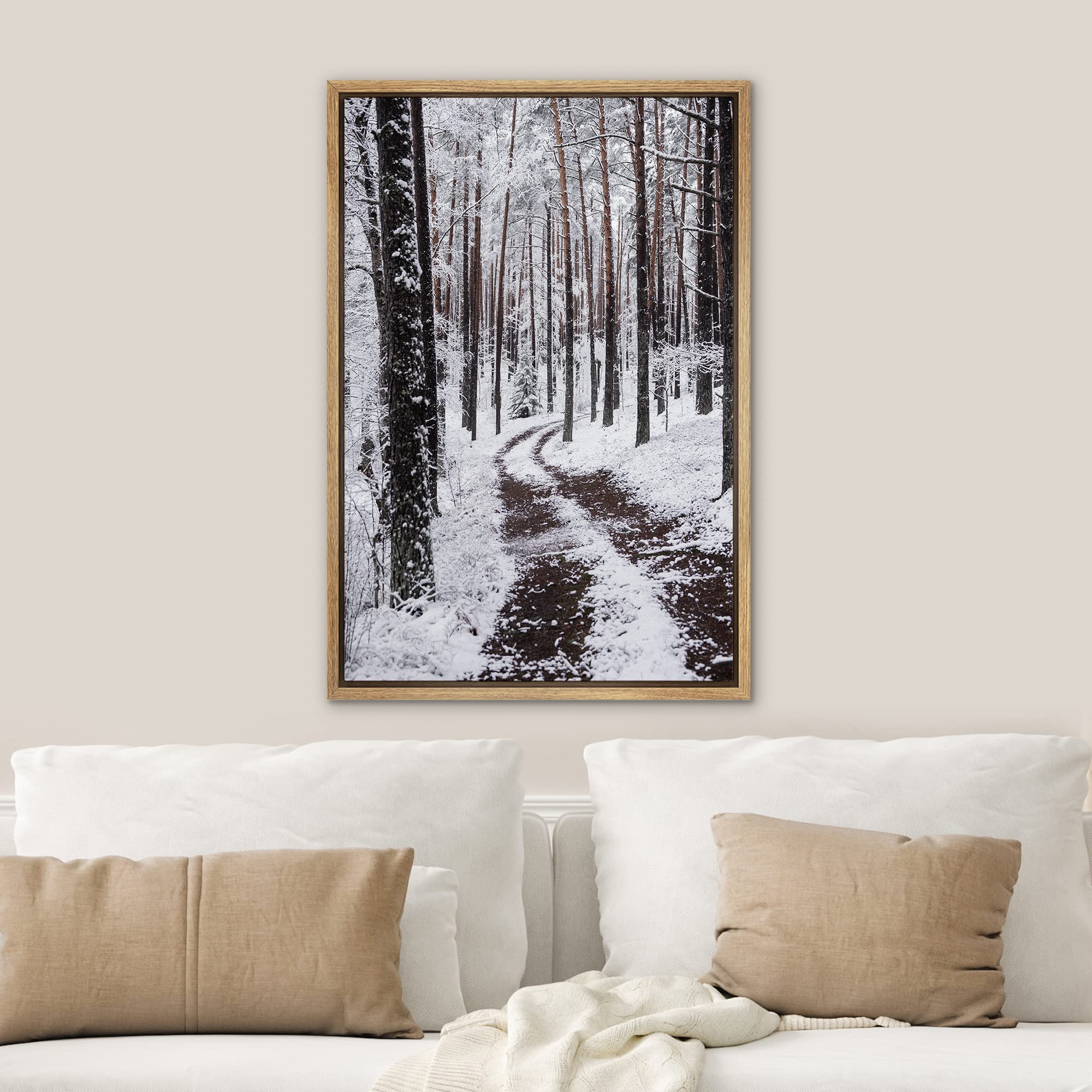 SIGNWIN Framed Canvas Wall Art - Winter Trees Photography, 16"x24", Multicolor, Rustic Decor