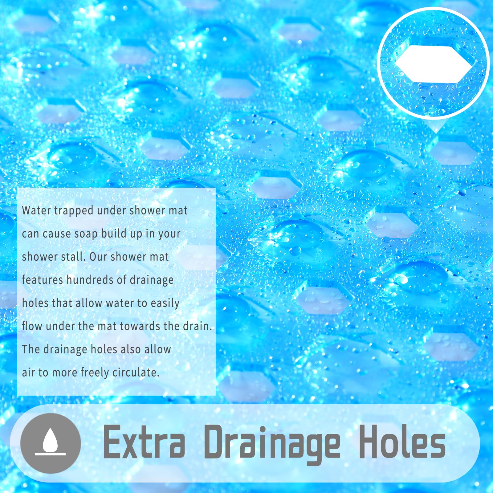 Yimobra Square Bathtub Shower Mat, Non Slip Bath Mats For Tub With Drain Hole And Suction Cups, Soft On Feet, Machine Washable,