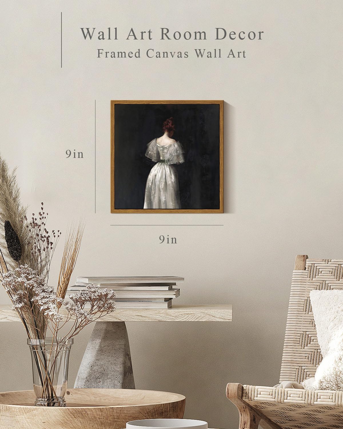 Insimsea Square Framed Canvas Wall Art, Seventeenth Century Lady Portrait Paintings, Classical Women Wall Pictures For Bedroom B