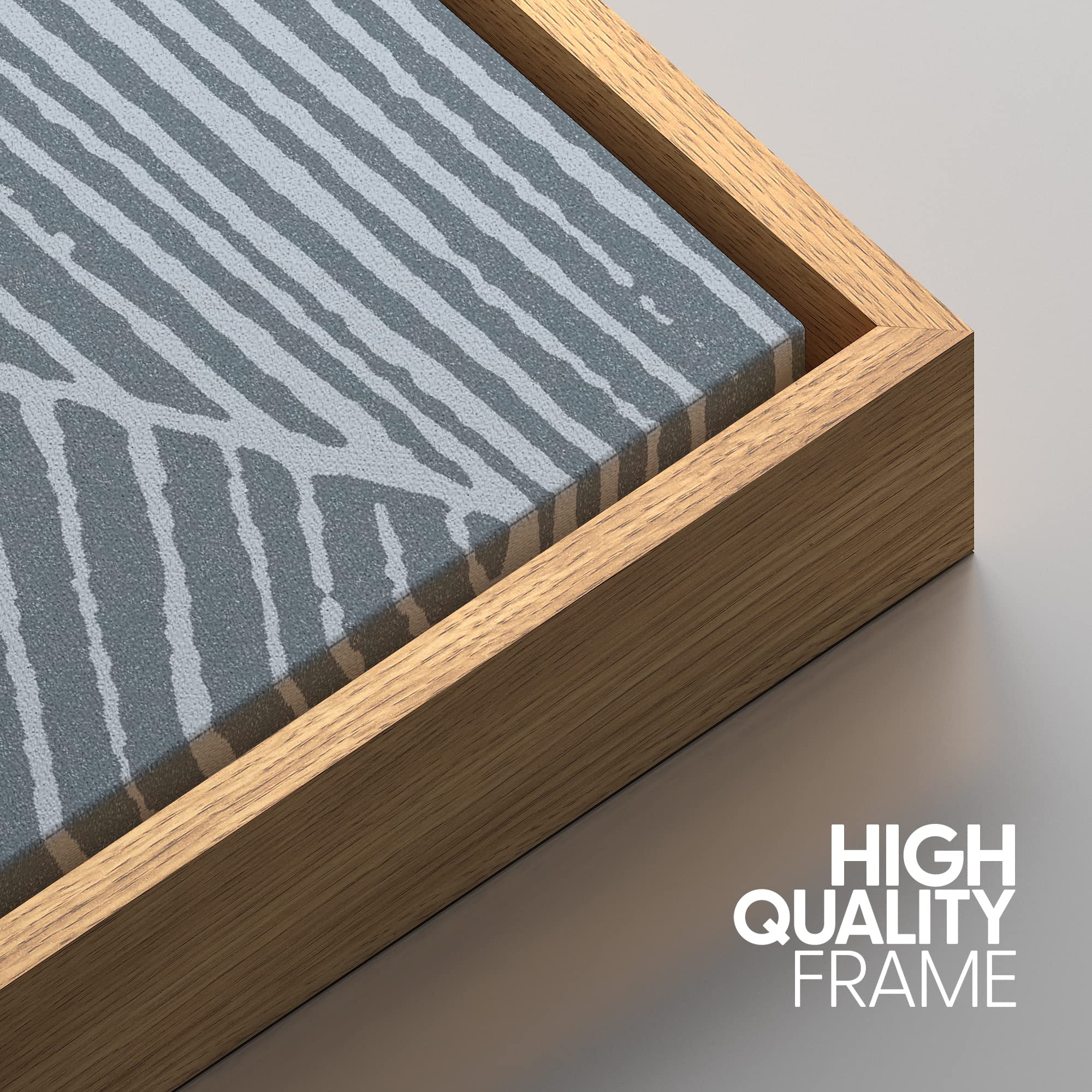 Idea4Wall Framed Wall Art Print Set Dark & Light Blue Tribal Wave Pattern Geometric Shapes Illustrations Modern Art Bohemian Col