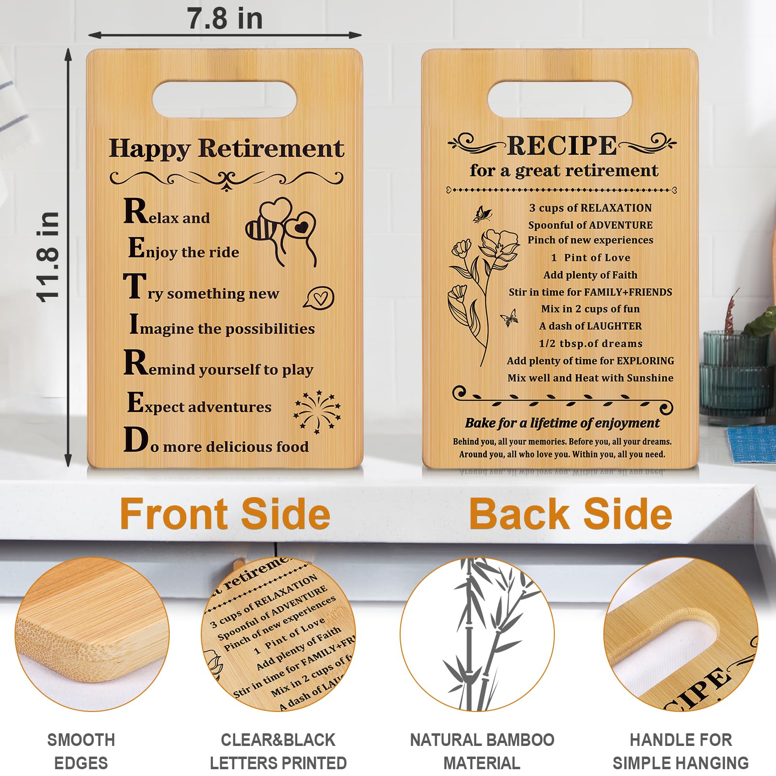 Retirement Gifts for Women Men,Leaving Going Away Gift for Coworker Boss Teachers Mom Friends Retirees,Happy Retirement & RECIPE