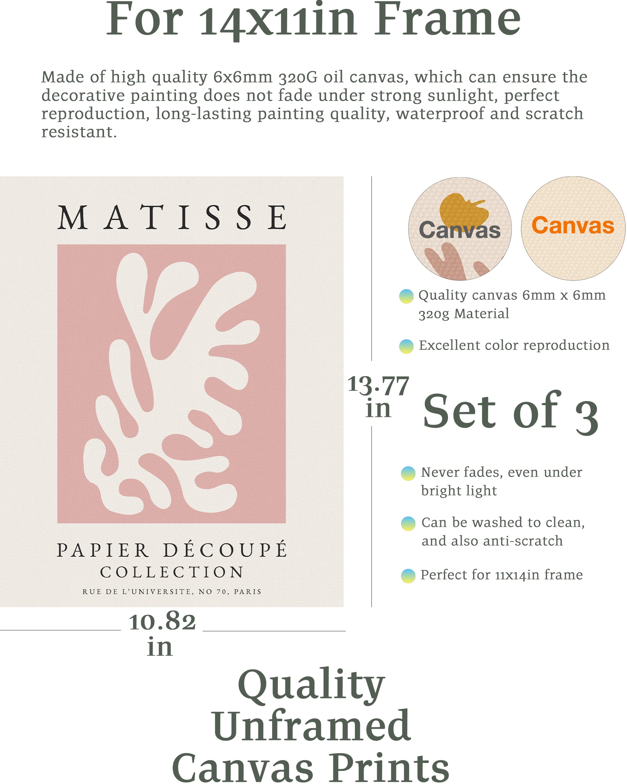 Hesendot Matisse Wall Art Decor Set Of 3,Abstract Matisse Wall Art Exhibition Posters,Unframed Pink Tree Wall Art,Truly Quality
