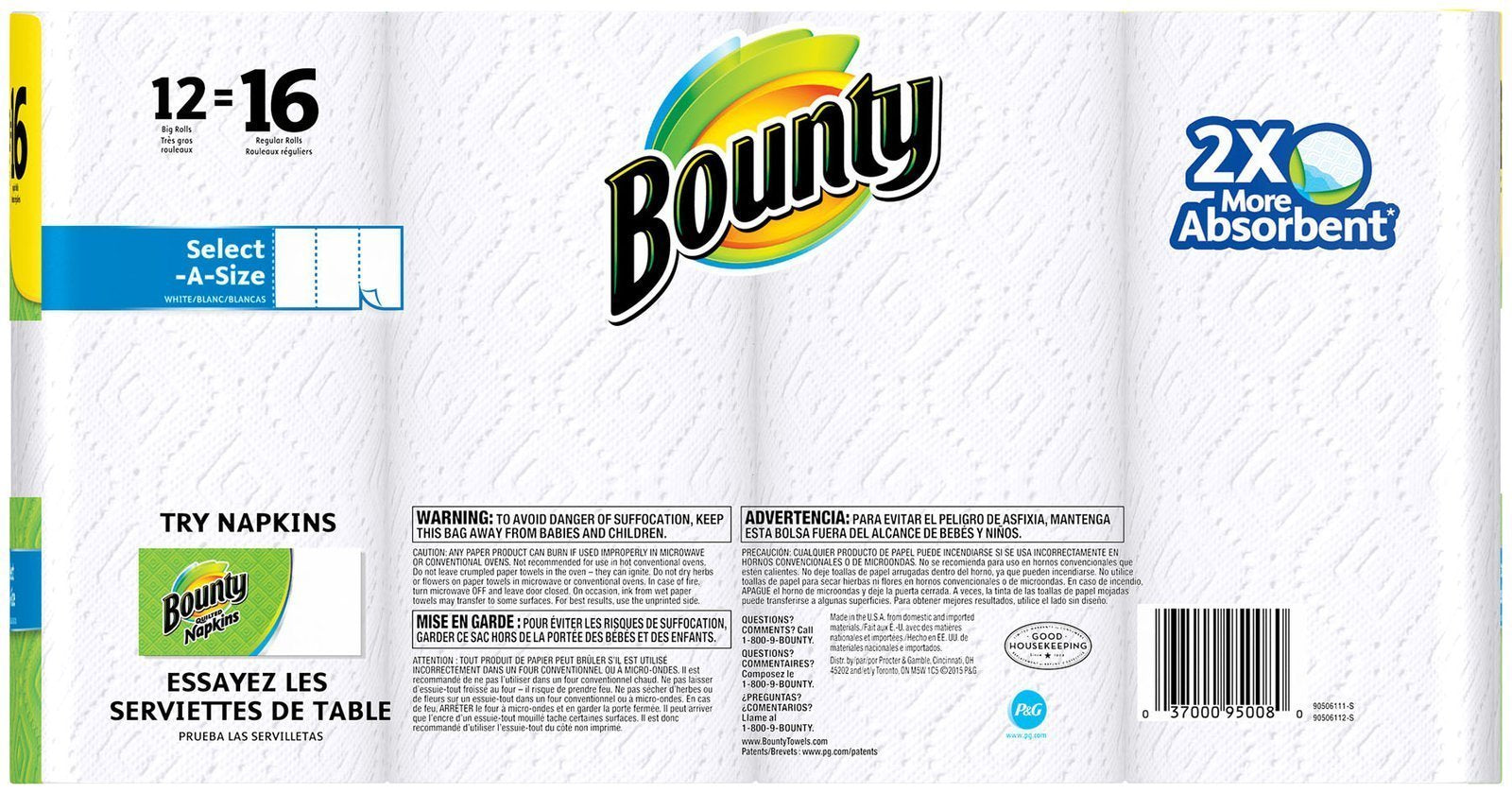 Bounty Select-A-Size Paper Towels, White, 12 Rolls (Pack Of 1)