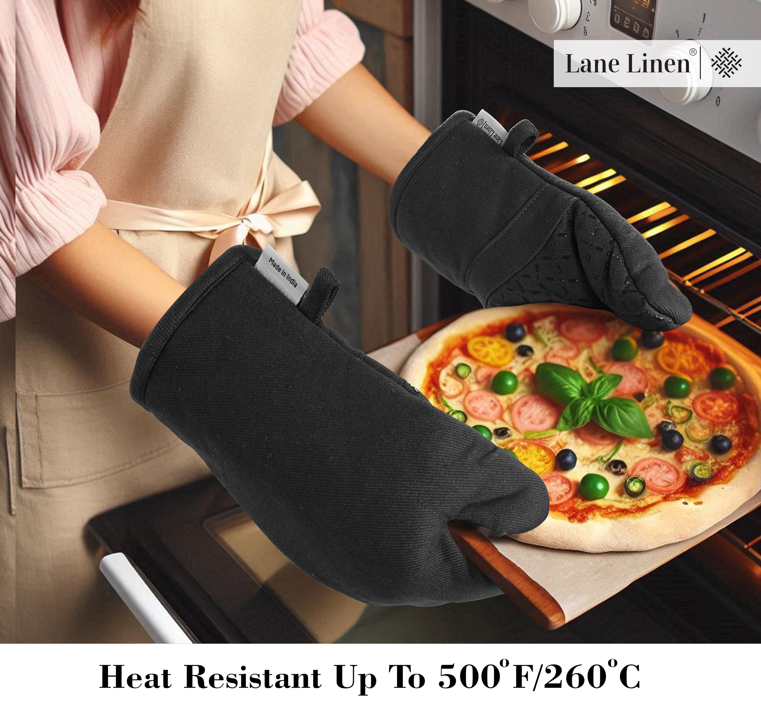 LANE LINEN 16-Piece Kitchen Towels & Dishcloths Set - Heat Resistant Silicone Oven Mitts, Pot Holder & Absorbent Terry Dish Towe