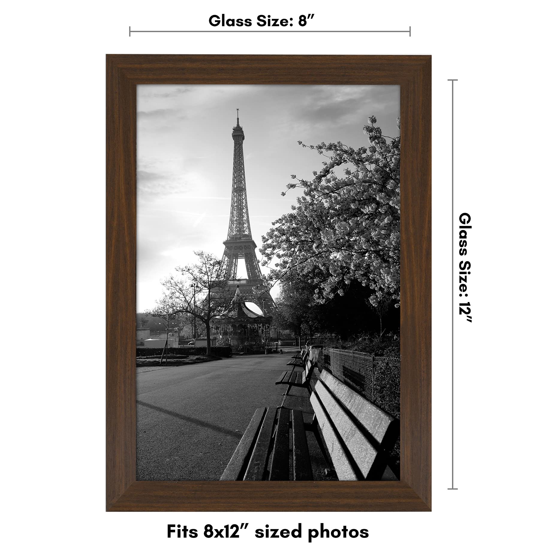 Americanflat 8x12 Picture Frame with Shatter-Resistant Glass - Signature Collection - Gallery-Style Frames Made of Engineered Wo