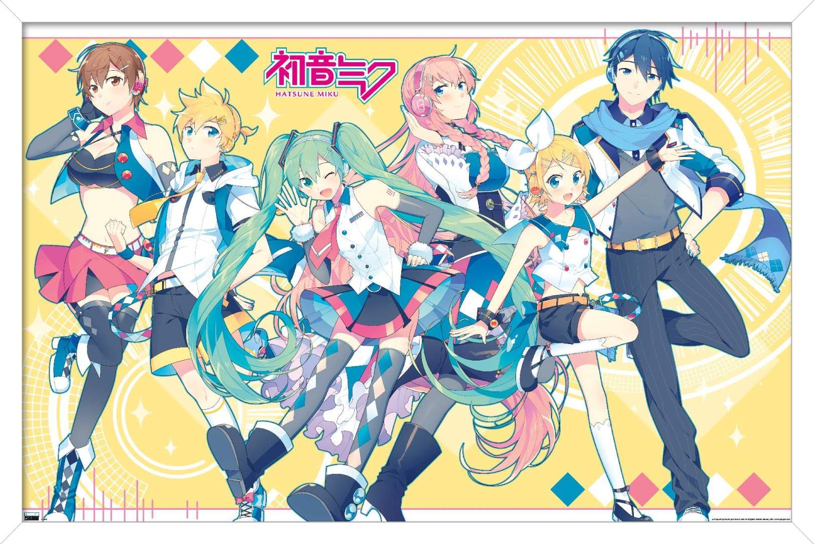 Trends International Hatsune Miku-Yellow Group Wall Poster, 14.725'' X 22.375'', White Framed Version