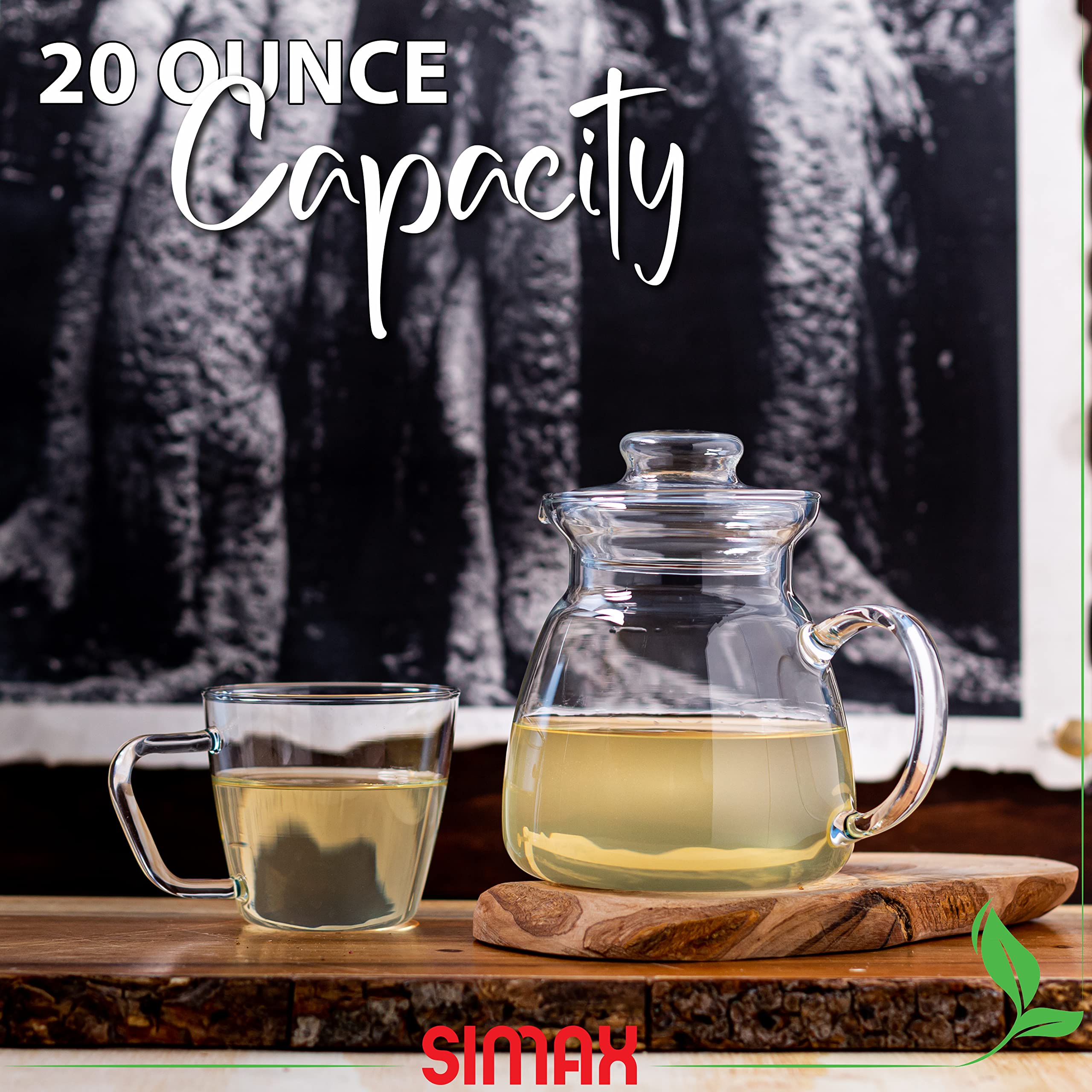 Simax Glassware 20 Oz. Glass Teapot | Short Spout, Microwave And Stovetop Safe, Heat, Cold, And Thermal Shock Resistant Borosili