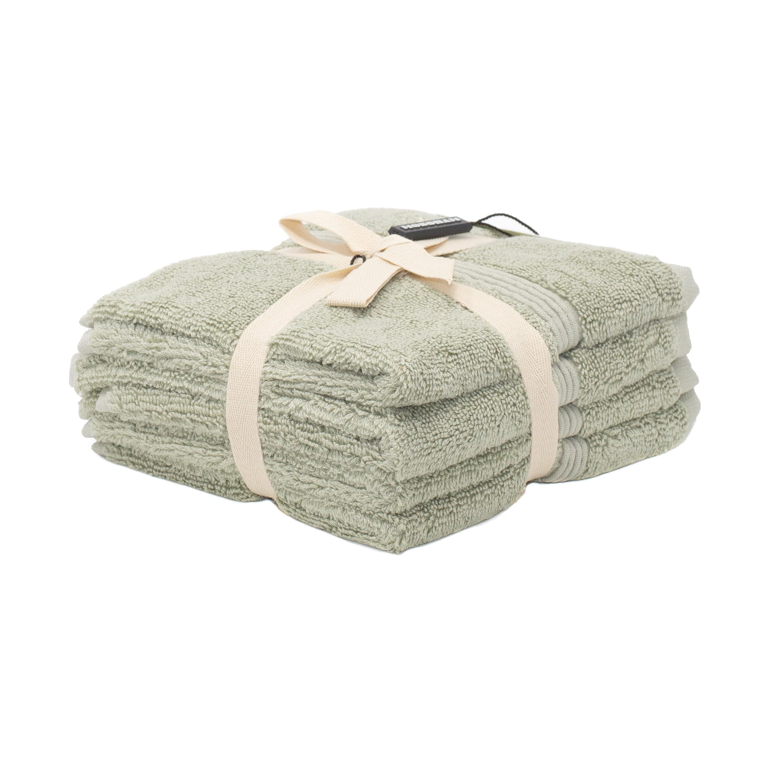Mosobam 700 GSM Hotel Luxury Washcloths 13X13  Set of 4  Seagrass Green  Turkish Baby Bath Towel  Face Washcloth  Viscose Made from Bamboo - Turkish Cotton