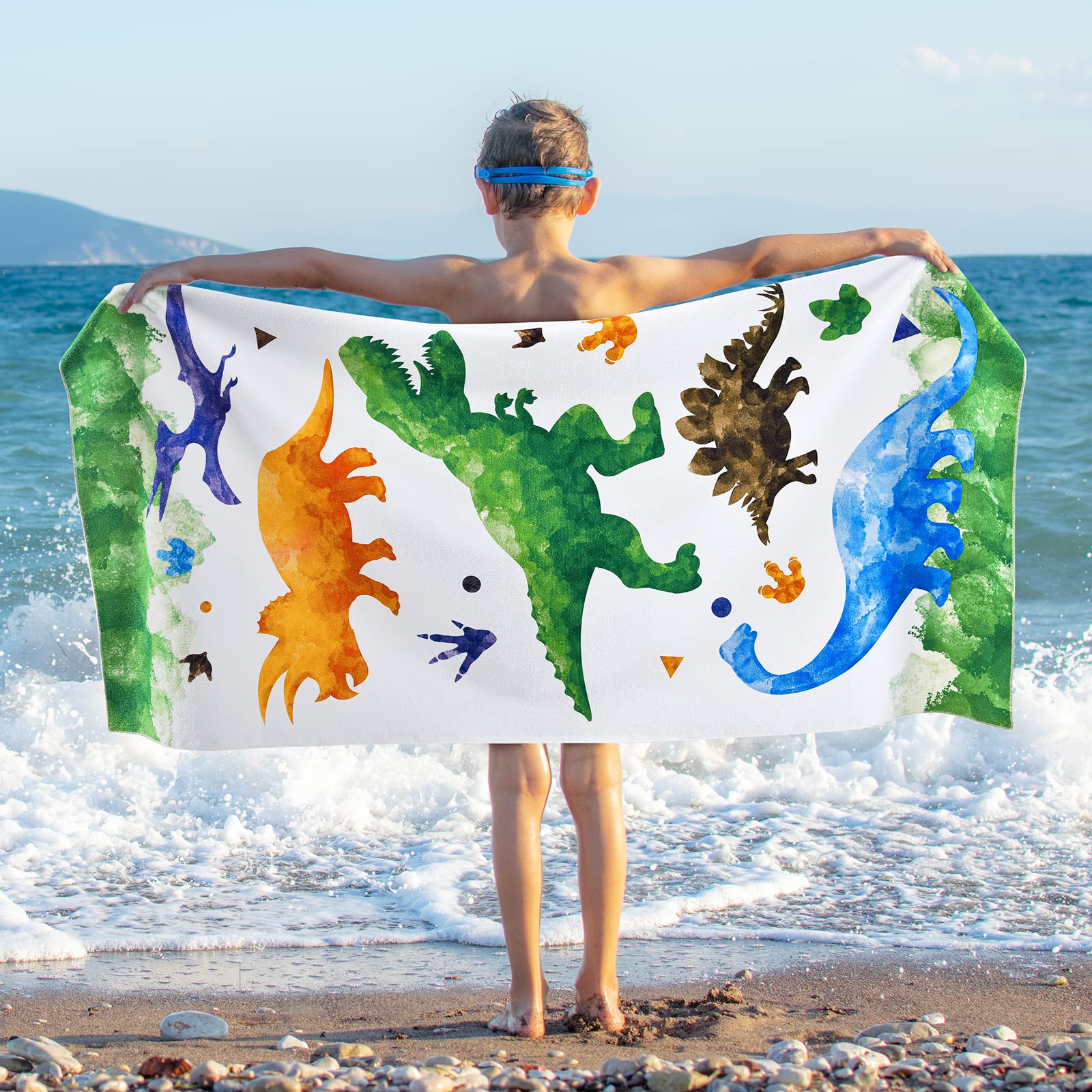 Wernnsai Dinosaur Beach Towel - Watercolor Dino 30