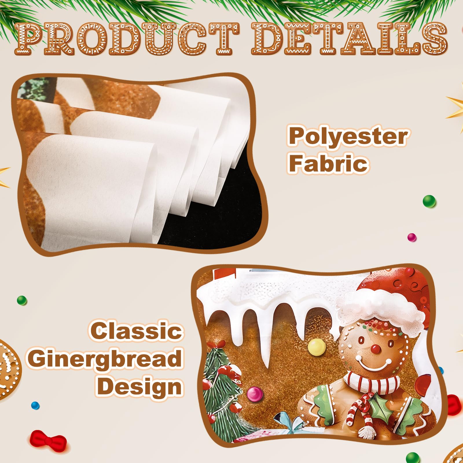 HunnmingRe 3 Pcs Christmas Gingerbread House Decorations Gingerbread Door Covers Backdrop Christmas Door Banners for Xmas Holida