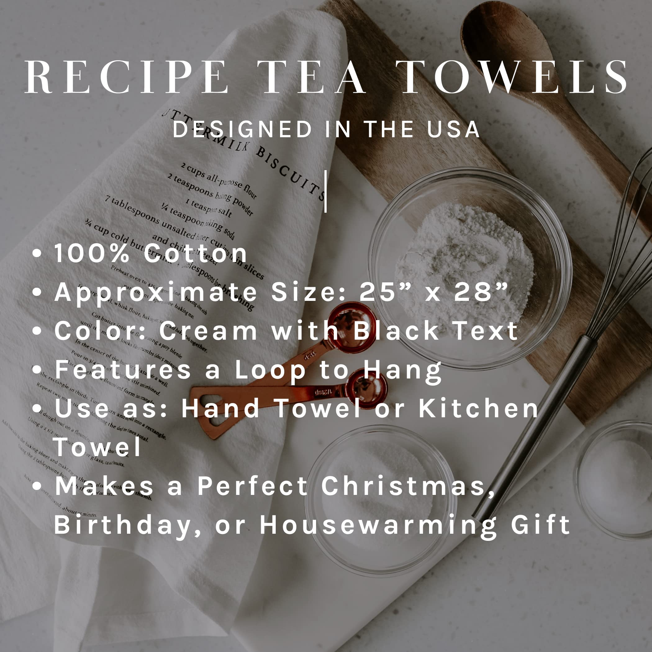 Sweet Water Decor Sugar Cookies Tea Towel | 100% Cotton | Large Size 28 X 25 Inches | Cream With Black Text | Bathroom, Kitchen,