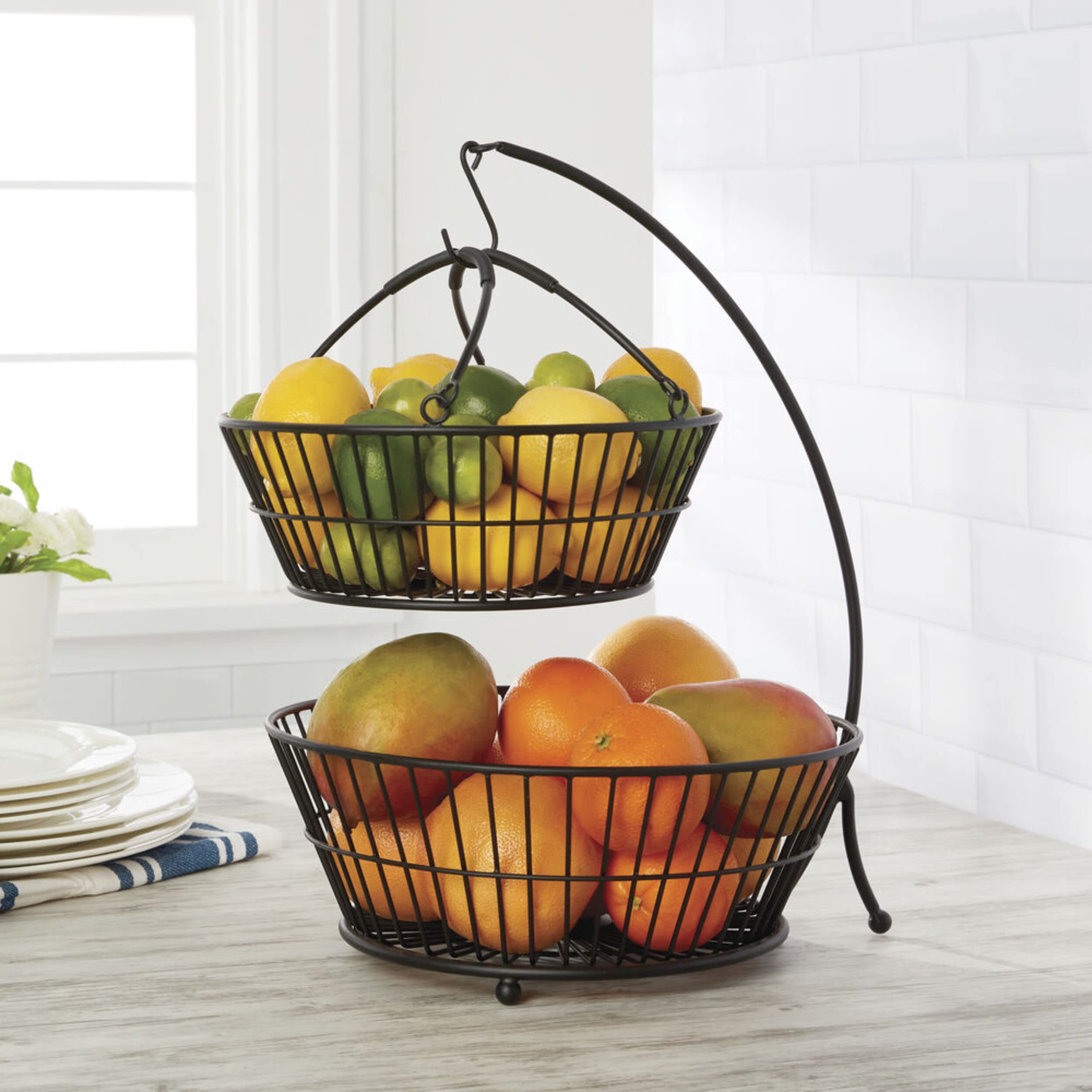 Gourmet Basics By Mikasa Gourmet Basics Tully 2 Tiered Basket With Banana Hanger