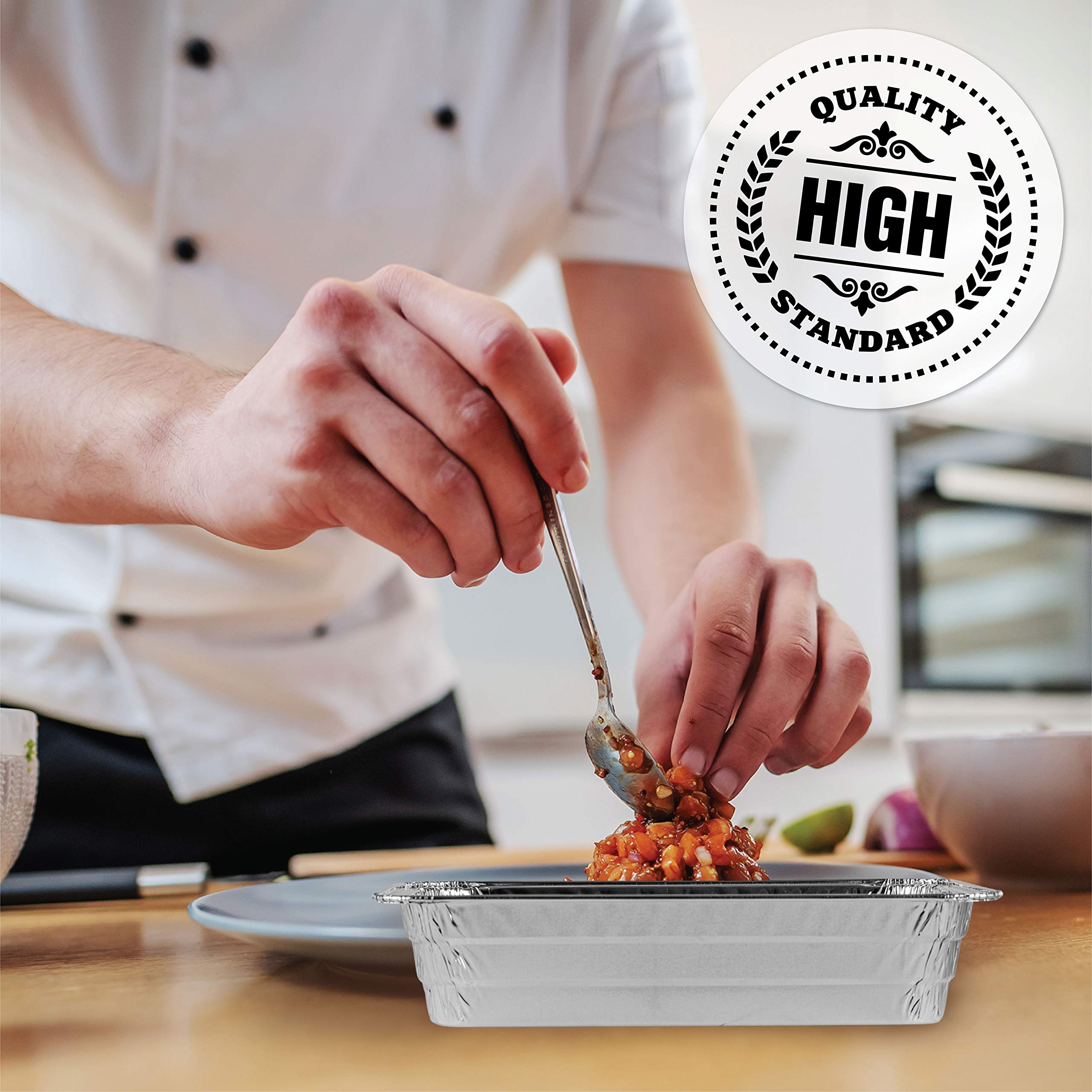 PLASTICPRO Disposable 2 LB Aluminum Takeout Tin Foil Baking Pans 6'' X 8'' X 2'' Inch Bakeware - Cookware Perfect for Baking Cakes Brownies Bread  Meatloaf  Lasagna  or Lunchbox  Pack of 20