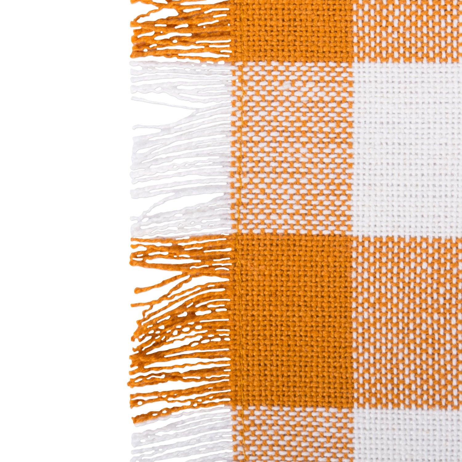 Dii Heavyweight Fringed Check Tabletop Collection, Placemat Set, 13X19, Pumpkin Spice, 6 Piece
