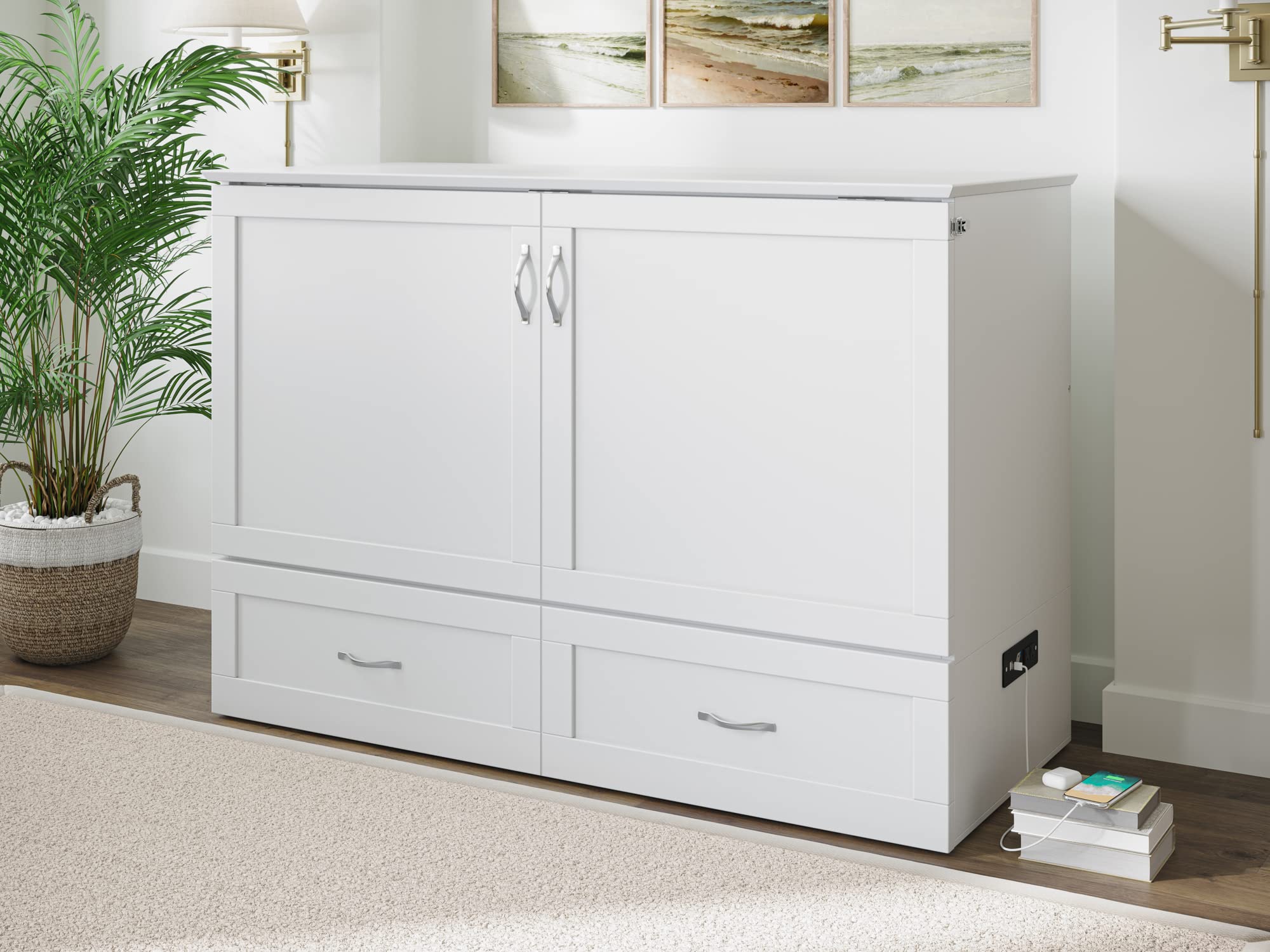 Hamilton Full Murphy Bed Chest in White