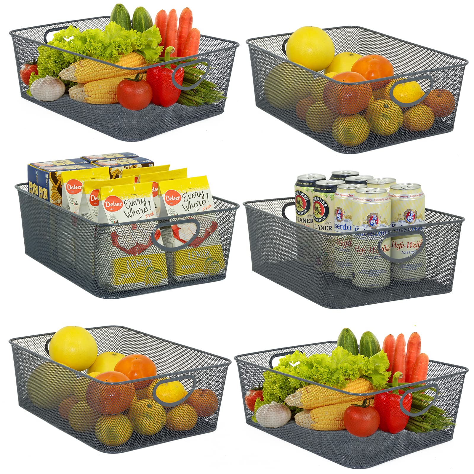Wire Baskets For Organizing Neudeco Pantry Baskets 6 Pack Wire Storage Baskets Metal Mesh Baskets Storage Bins For Kitchen Laund