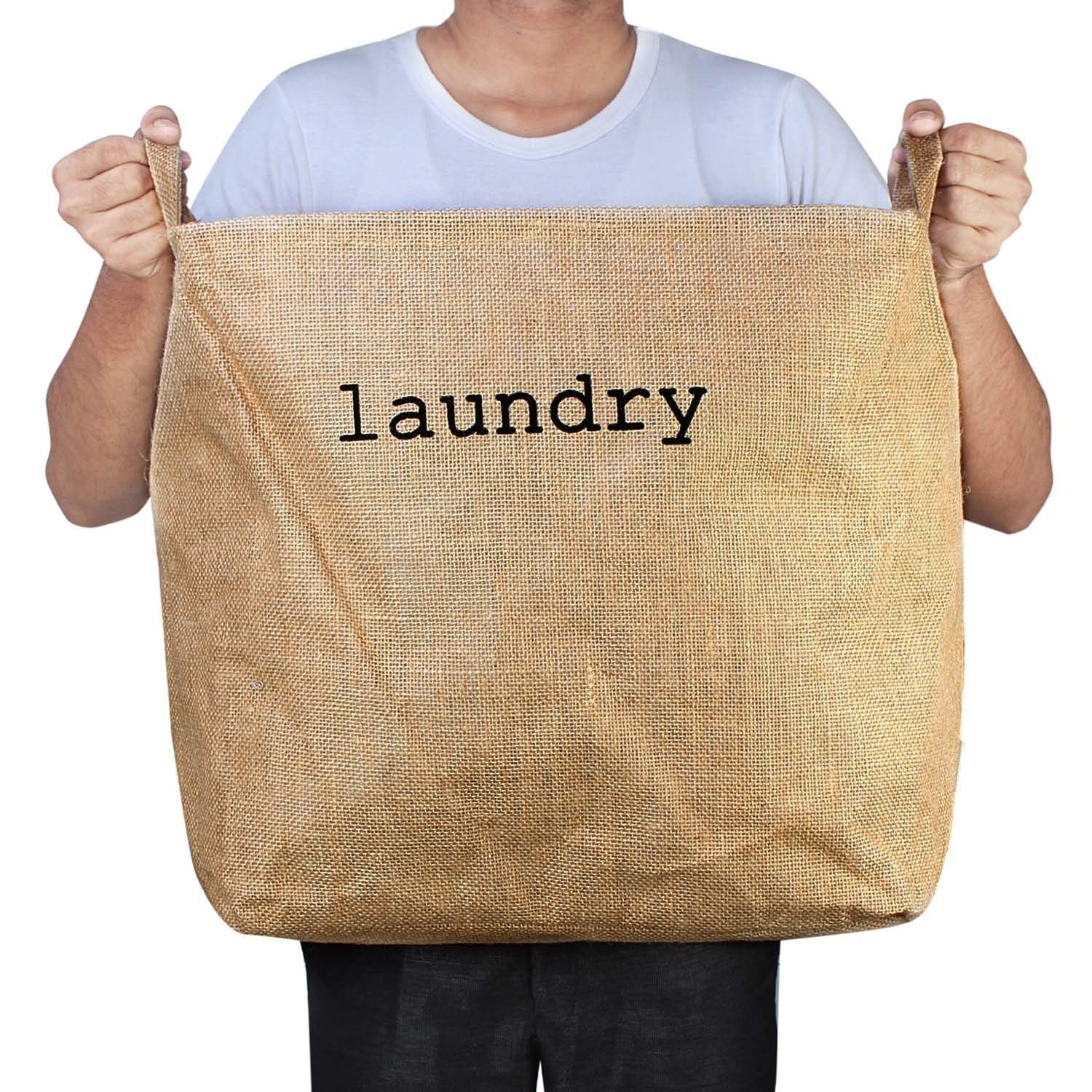 Styleys Jute Laundry Basket For Clothes, 54 Litere Capacity (S11078 - Beige)