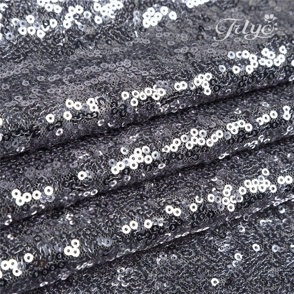 Trlyc Sequin Table Runner - 5 Packs 12X108 Inch Grey Table Runner Glitter Sequin Table Runner For Party Graduation Christmas Hol