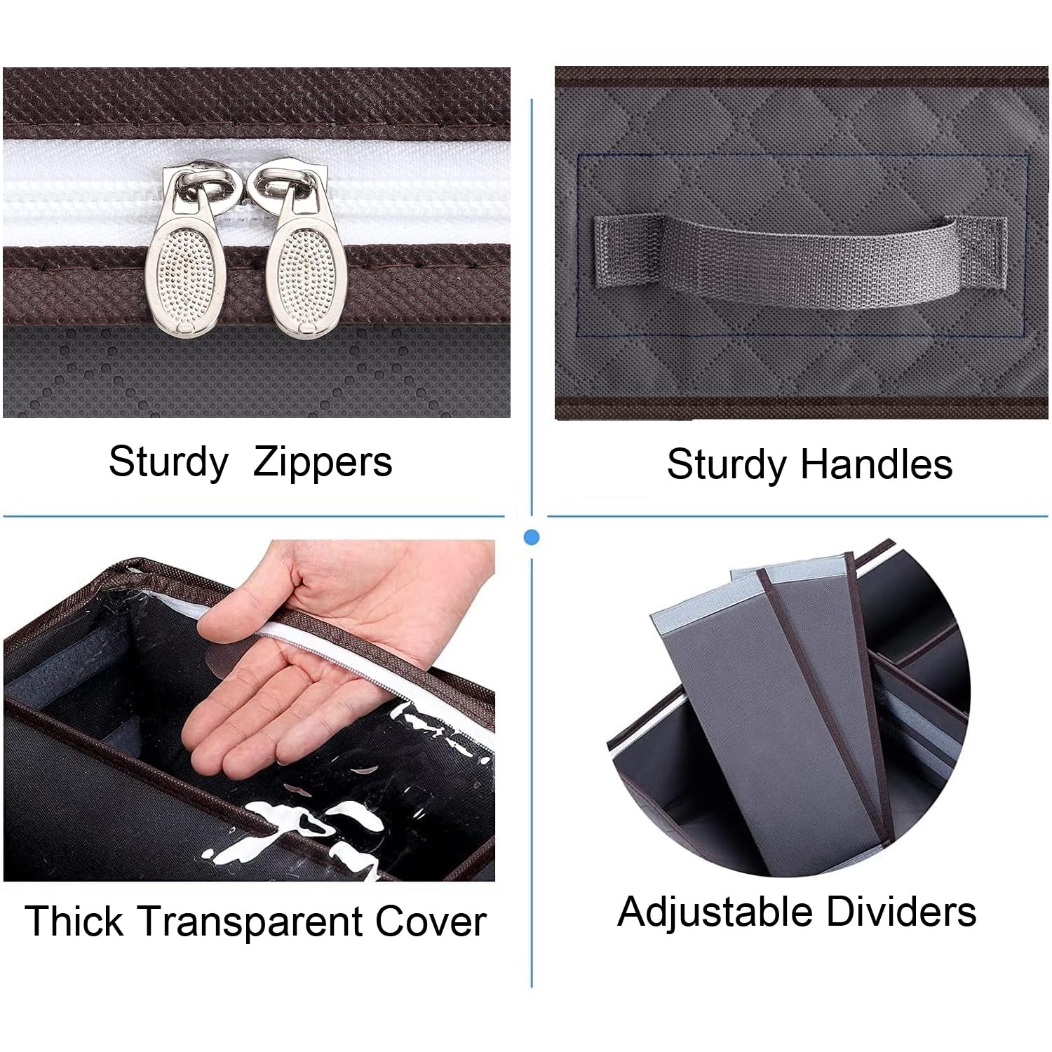 Anyoneer Under Bed Shoe Storage Organizer, Set of 2, Sturdy Structure, Adjustable Dividers, Reinforced Handle, Sturdy Zipper, Un