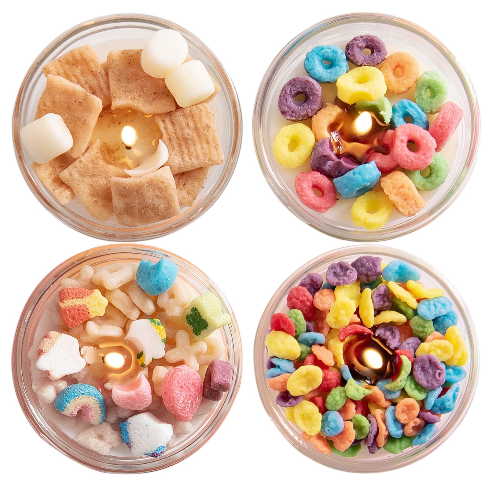 Mini Mix Funny Cereal Bowl Scented Soy Aromatherapy Candles For Birthday Party Wedding Favor (4Pcs/Pack)